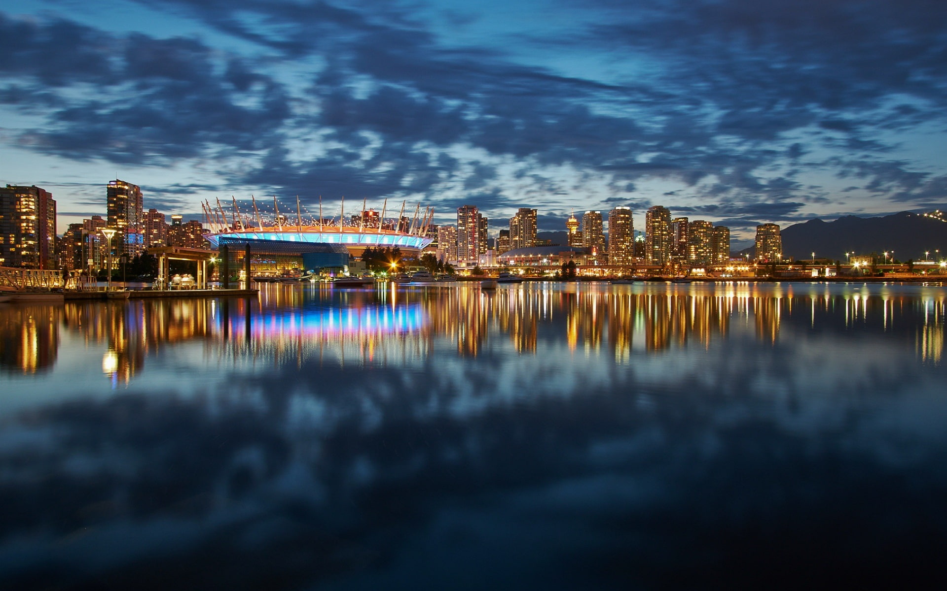 1080P, Buildings, Skyscrapers, Lights, Canada, City, Night, Vancouver, HD Wallpaper
