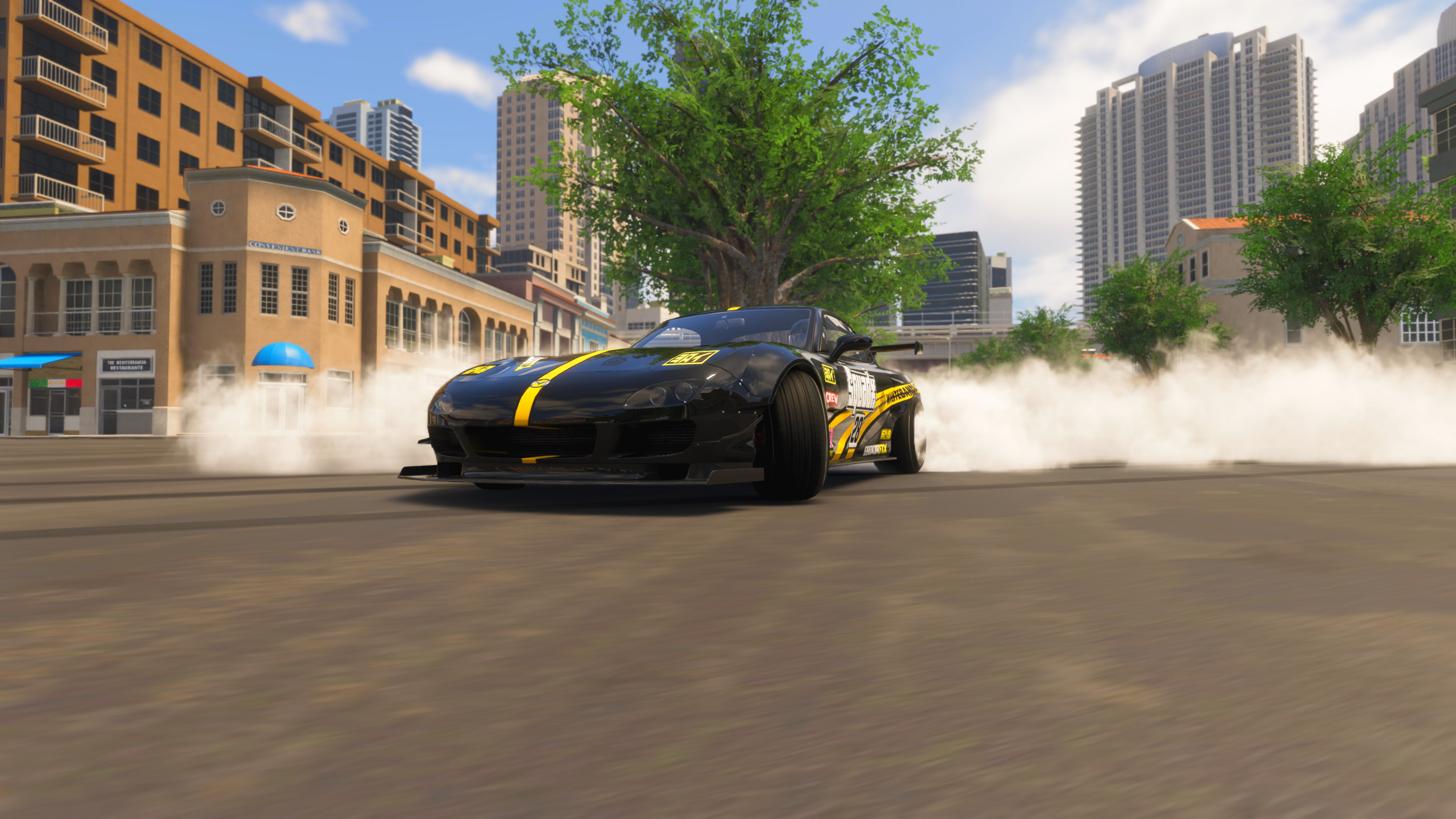 video games, black cars, The Crew, drift, 4K, The Crew 2, Mazda RX-7, HD Wallpaper
