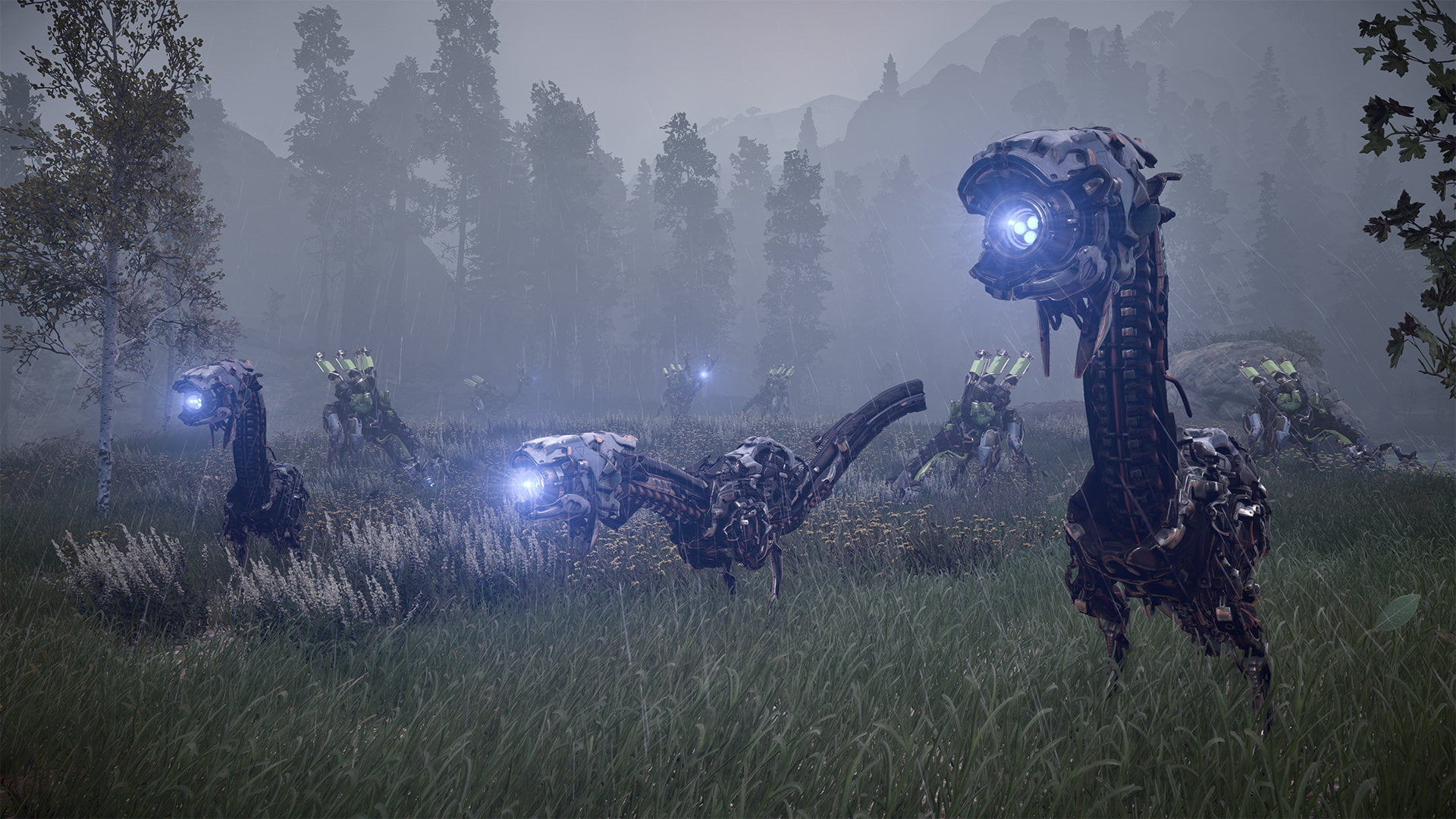 nature, night, tree, 1080P, robot, growth, representation, land, outdoors, Horizon: Zero Dawn, illuminated, sculpture, no people, art and craft, HD Wallpaper