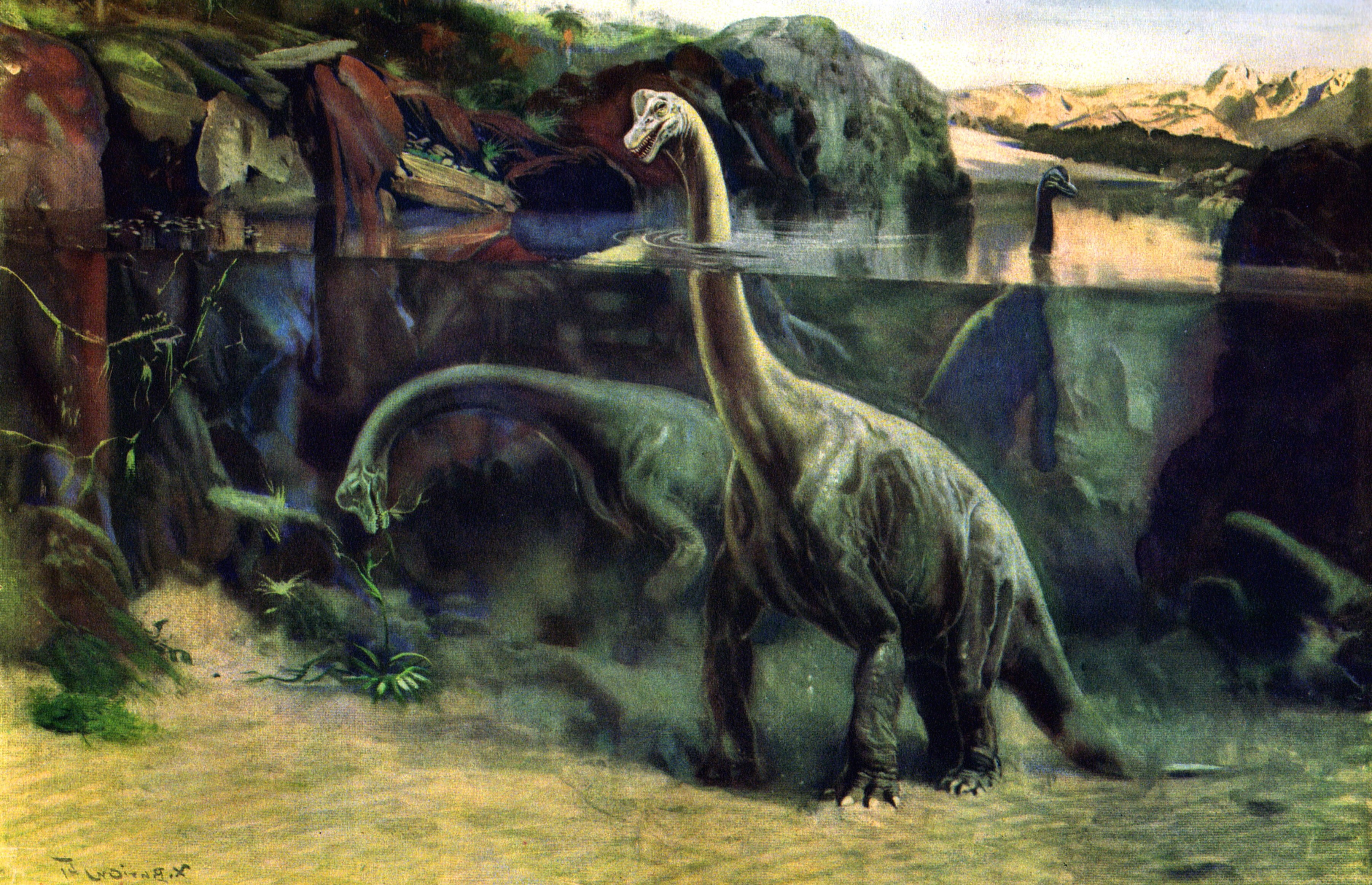 brachiosaurus zdenek burian, 2K, HD Wallpaper