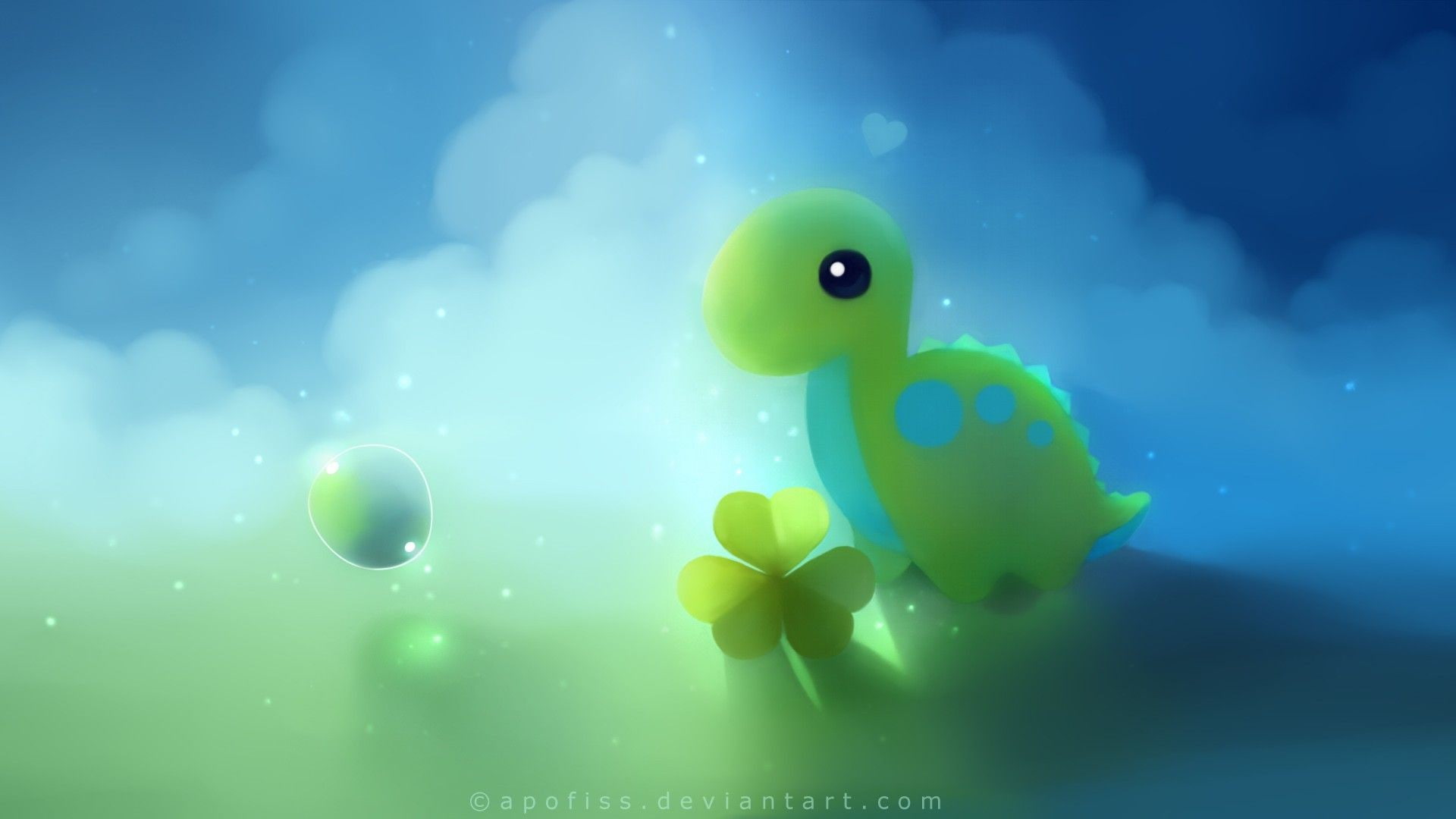 1080P, fantasy art, dinosaurs, Apofiss, flowers, HD Wallpaper