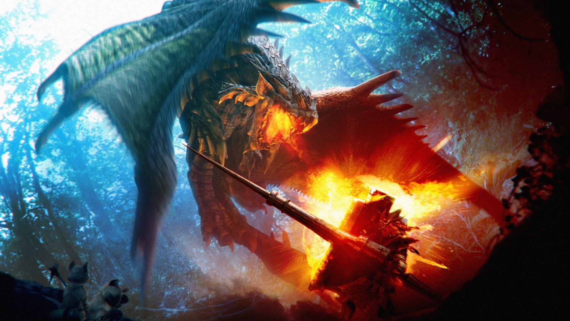 fantasy art, rathalos, art, hunter, abstract, dragons, monster, monster hunter, hd, 1080P, fantasy, HD Wallpaper
