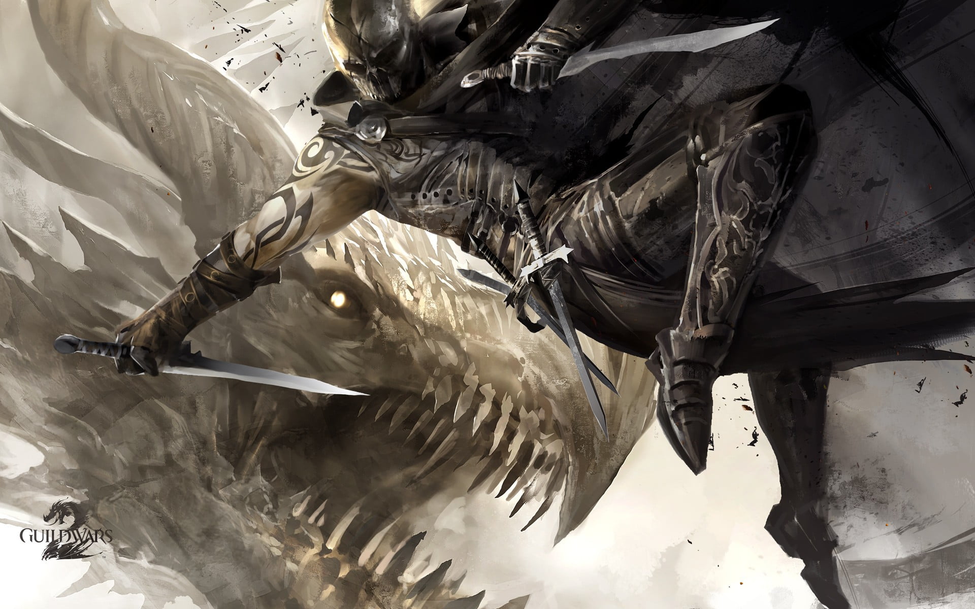 water, feather, animal themes, dragon, statue, high angle view, vertebrate, video games, assassins, sculpture, animal, Guild Wars 2, art and craft, close-up, HD Wallpaper