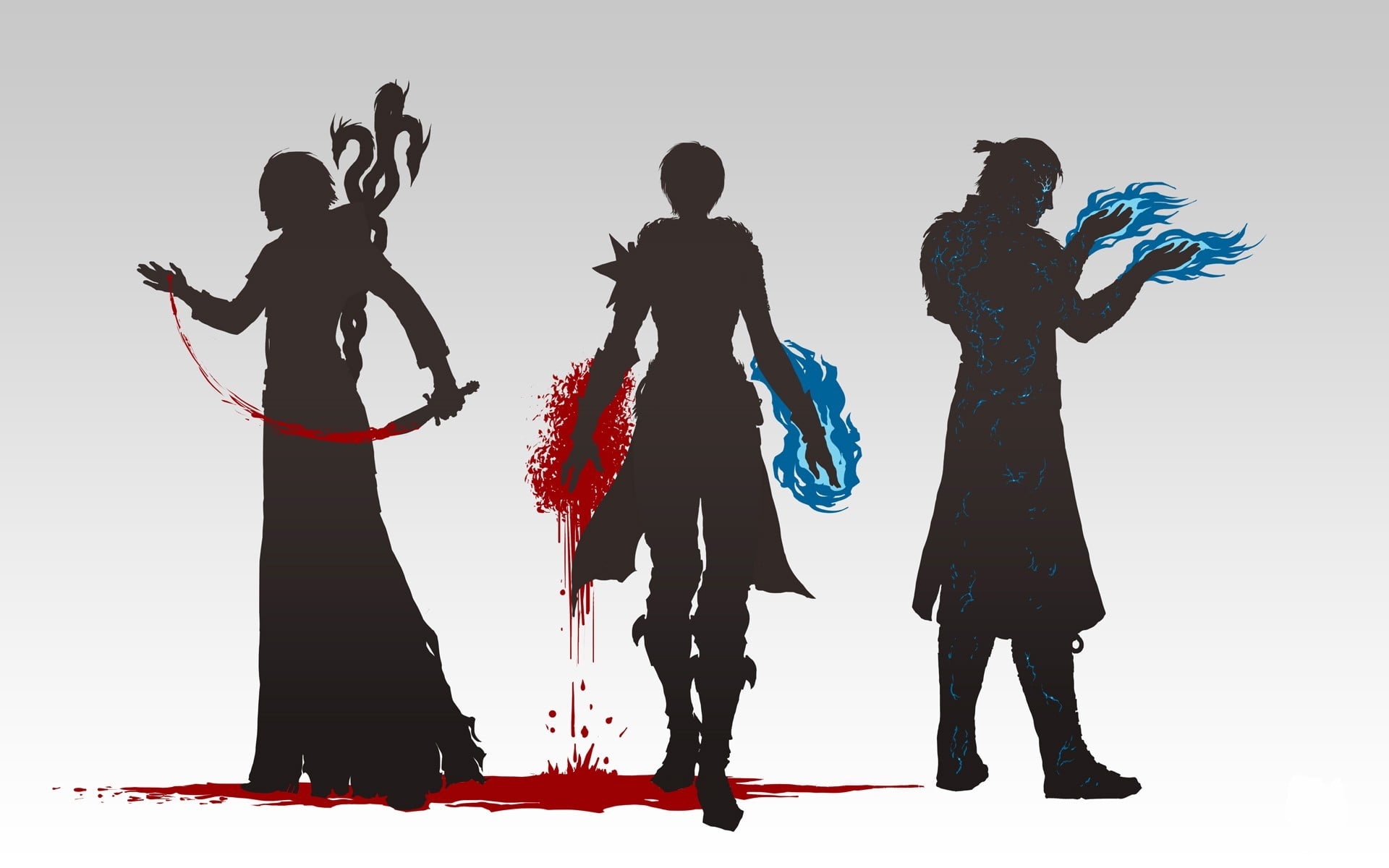 nature, three, group of people, adult, representation, Dragon Age II, white background, 1080P, traditional clothing, dancing, lifestyles, silhouette, video games, HD Wallpaper