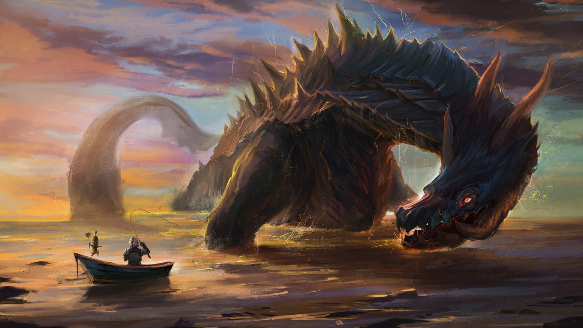 1080P, Monster Hunter, digital art, Lagiacrus, Sea Monsters, HD Wallpaper