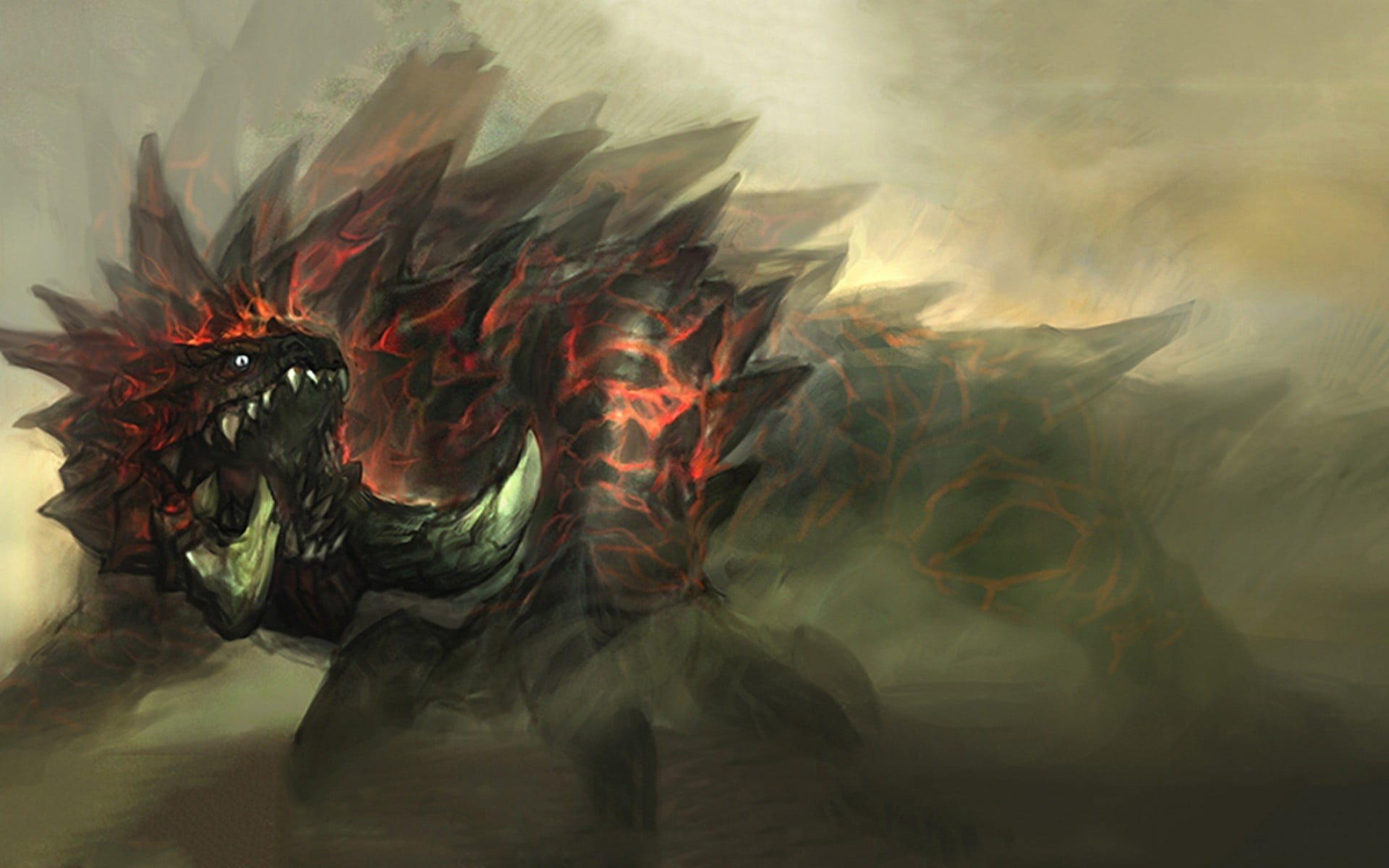 anime, smoke - physical structure, red, Monster Hunter, backgrounds, motion, digital composite, abstract, close-up, day, monster, textured, art and craft, HD Wallpaper