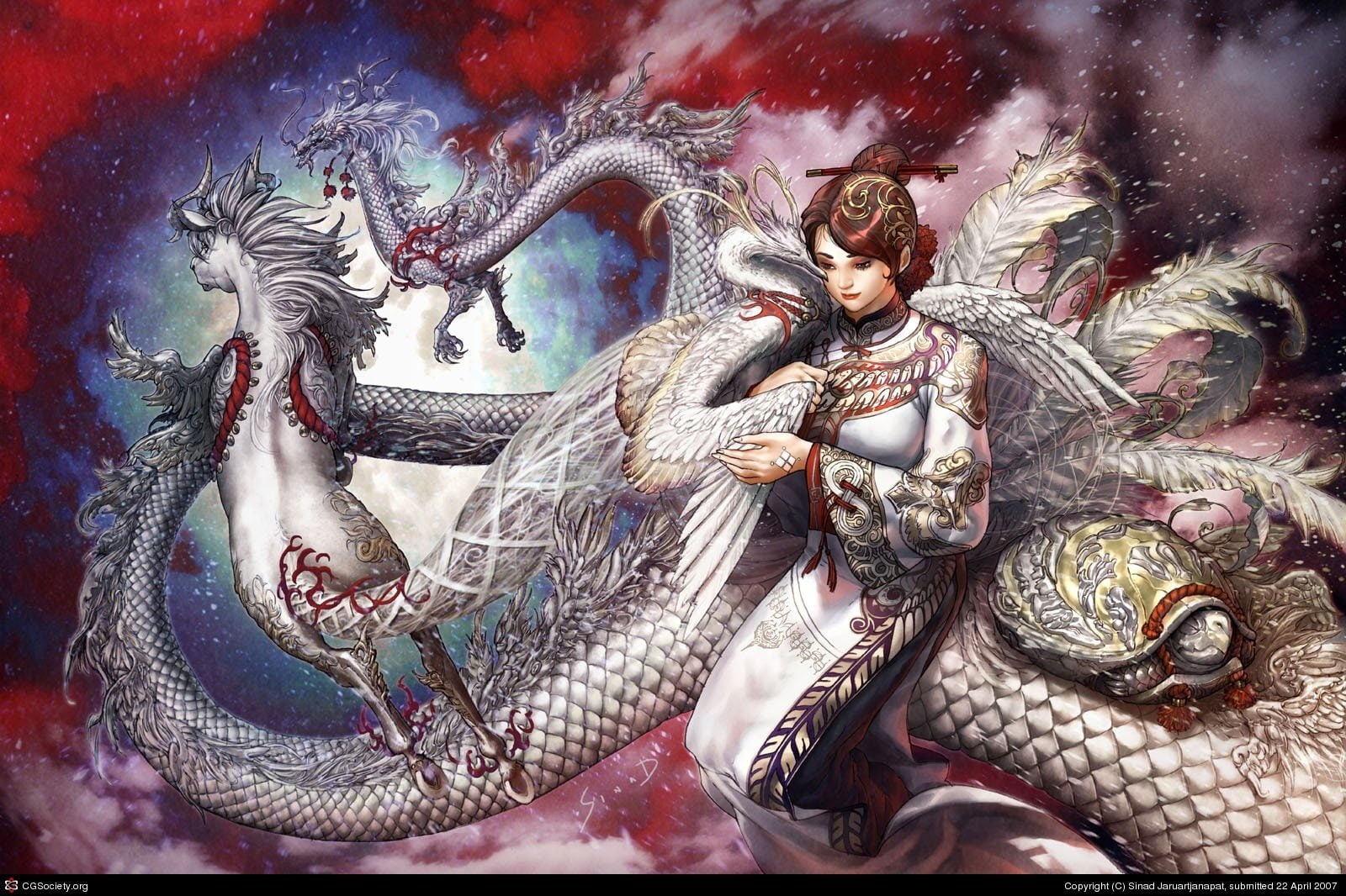 Horse, Wings, East, Women, Woman, Fantasy, Fire, South, Kirin (Monster Hunter), 720P, HD Wallpaper