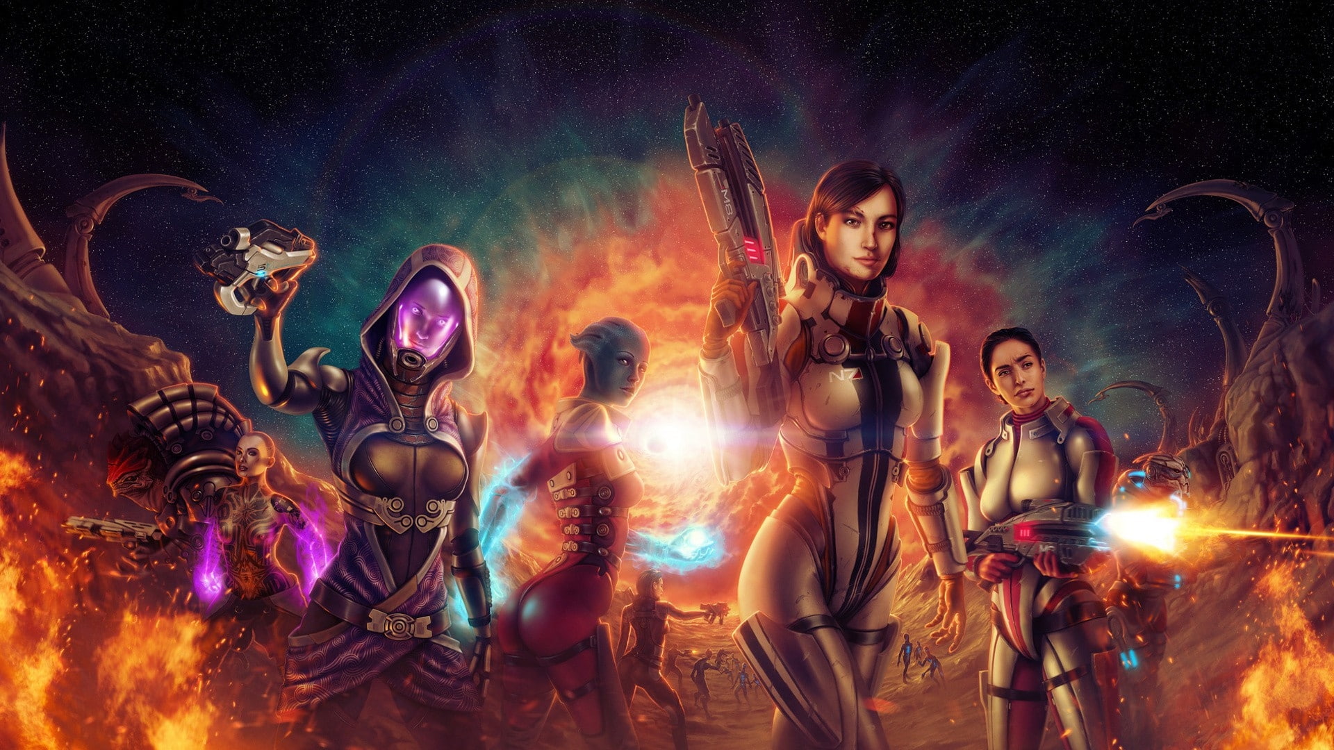 Video Games, Mass Effect, ts, female, fiction, lawson, warriors, mass, games, effect, miranda, artwork, hd, 1080P, fantasy, art, liara, video, science, HD Wallpaper