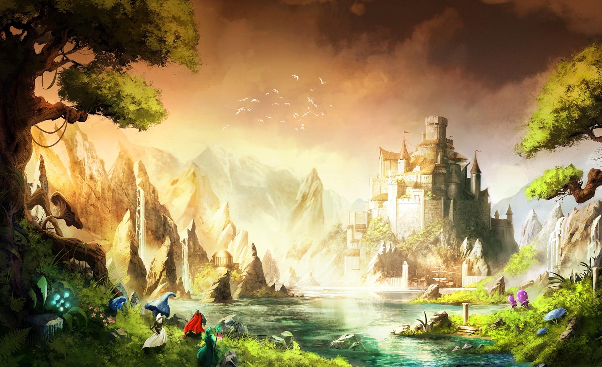 hd, 1080P, trine 2 game, Game, trine 2, water, flowing water, brown, architecture, built structure, travel, nature, women, tourism, Games, city, HD Wallpaper