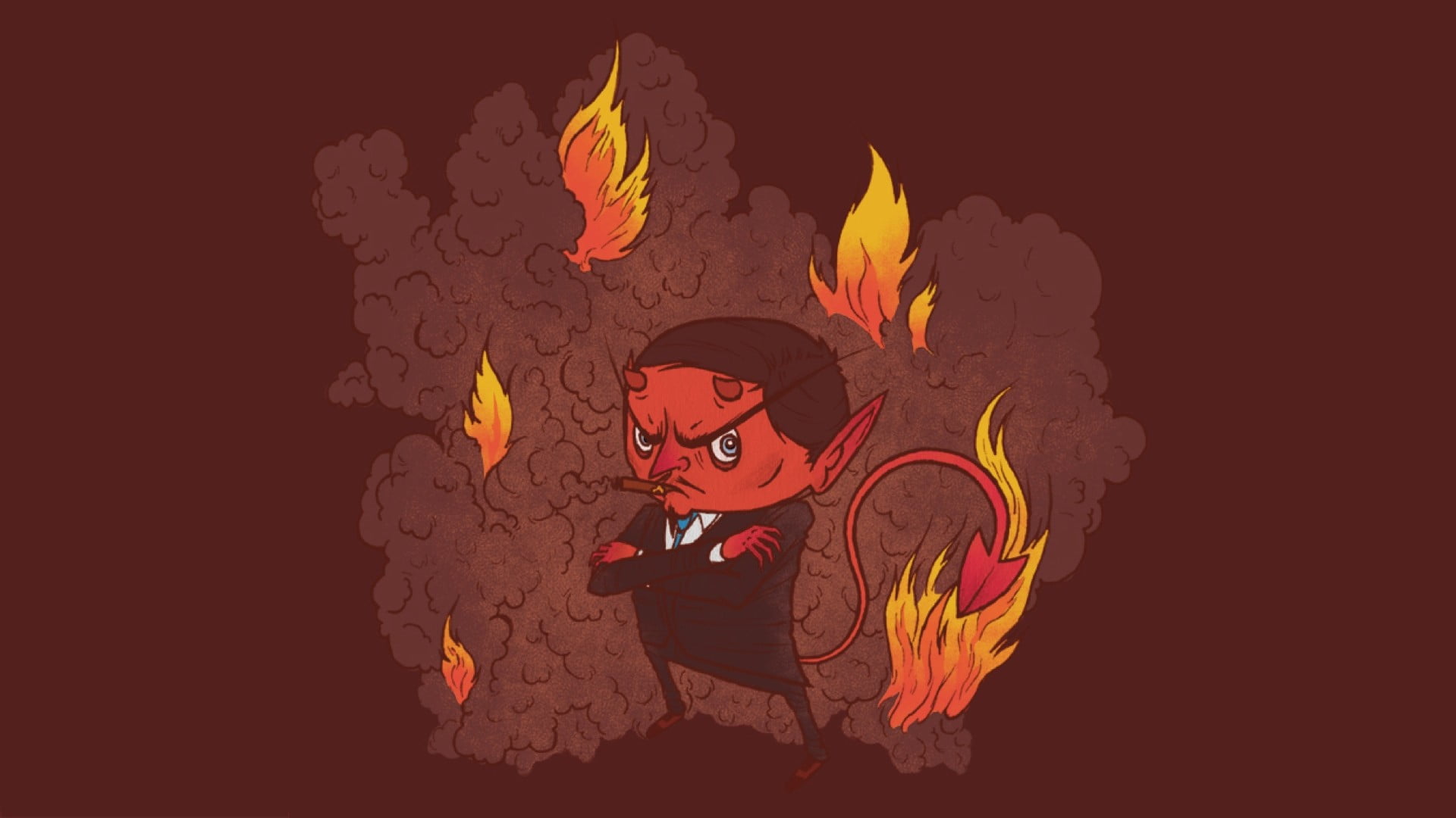 representation, one person, fire - natural phenomenon, flame, 1080P, high angle view, heat - temperature, art and craft, cartoon, burning, fire, evil, HD Wallpaper