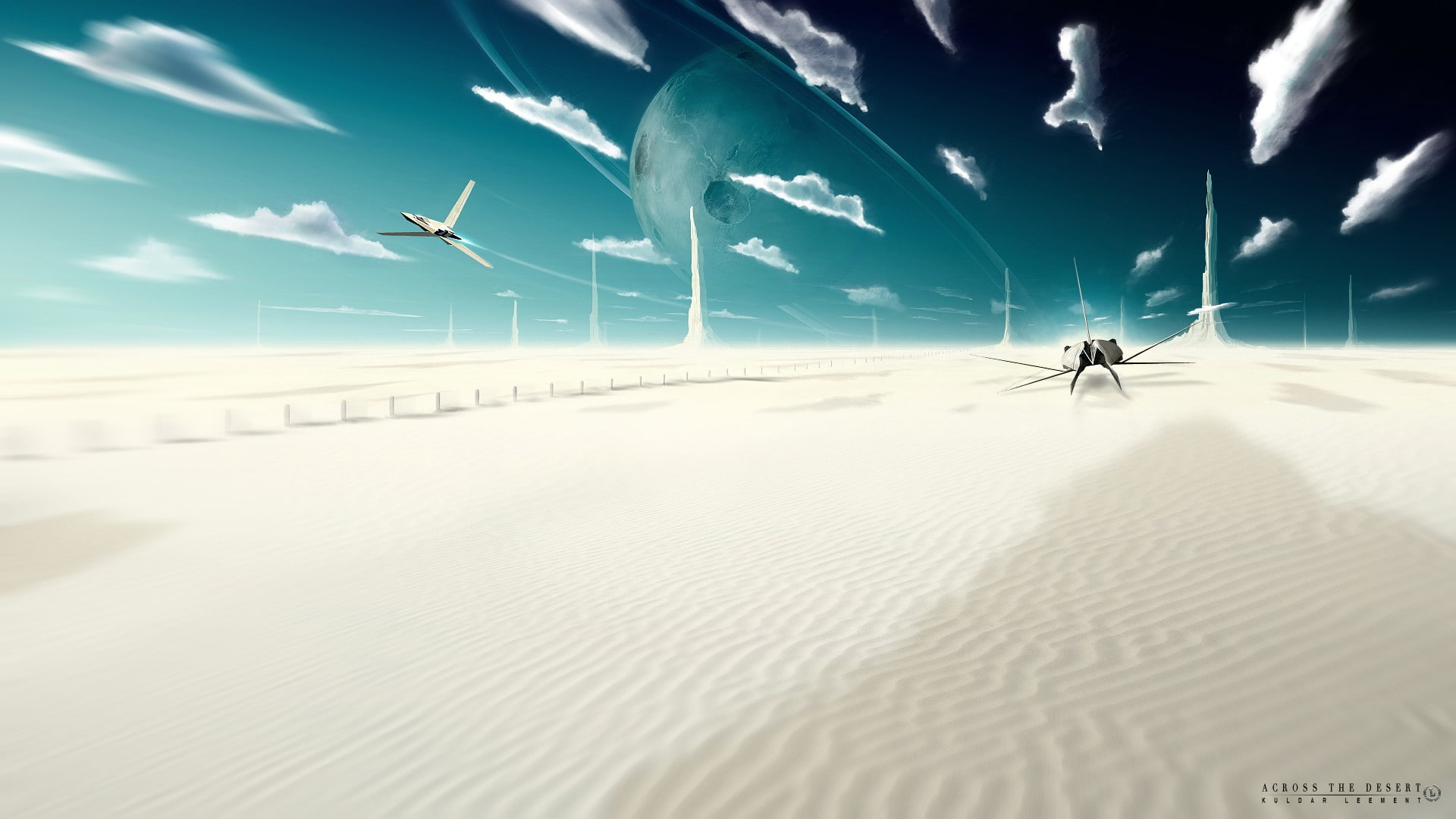 day, blue, outdoors, sky, wind, environment, horizon over land, 1080P, digital composite, desert, landscape, scenics - nature, cloud - sky, arid climate, HD Wallpaper