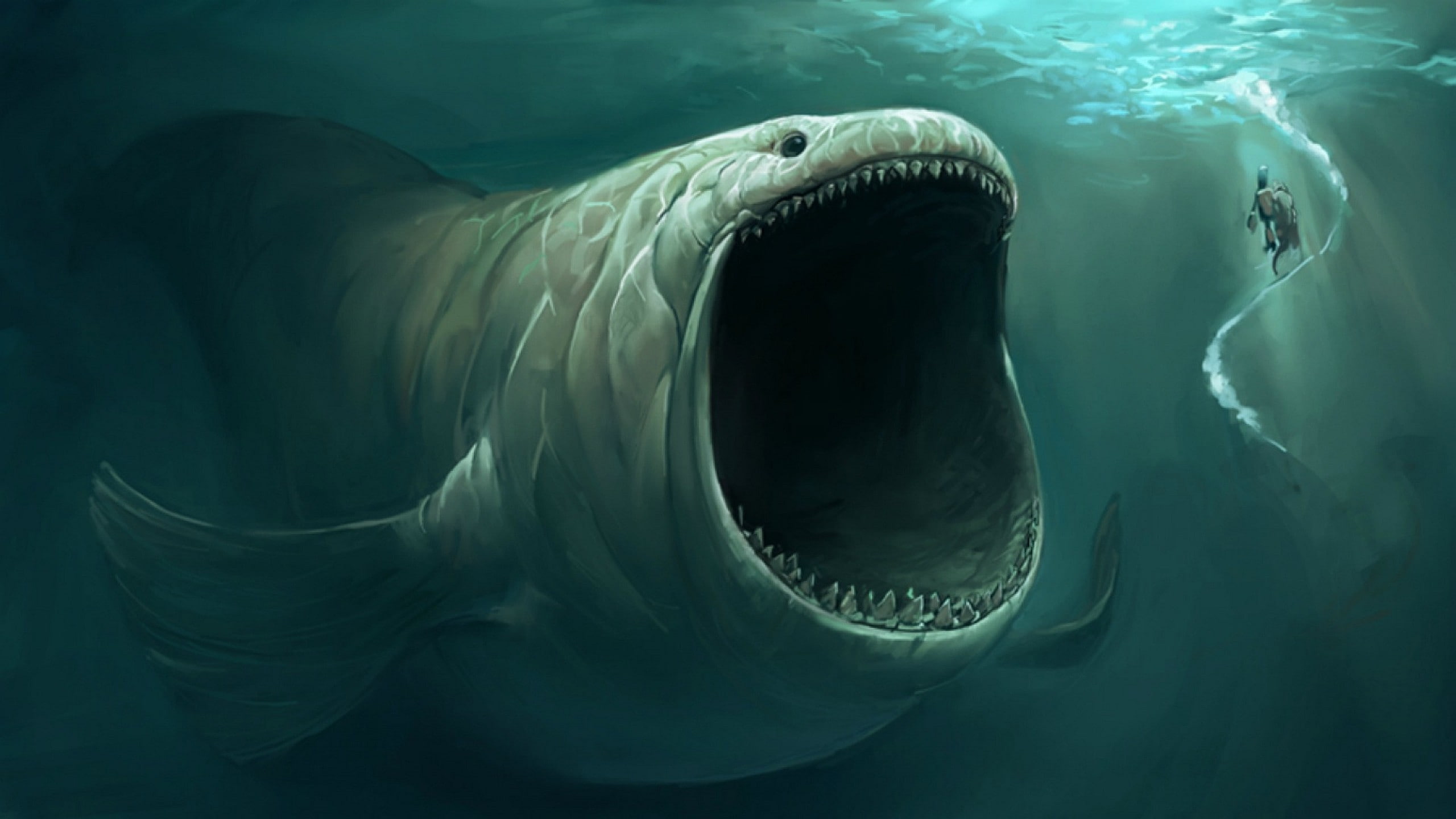 2K, underwater, sea monsters, fantasy art, artwork, HD Wallpaper