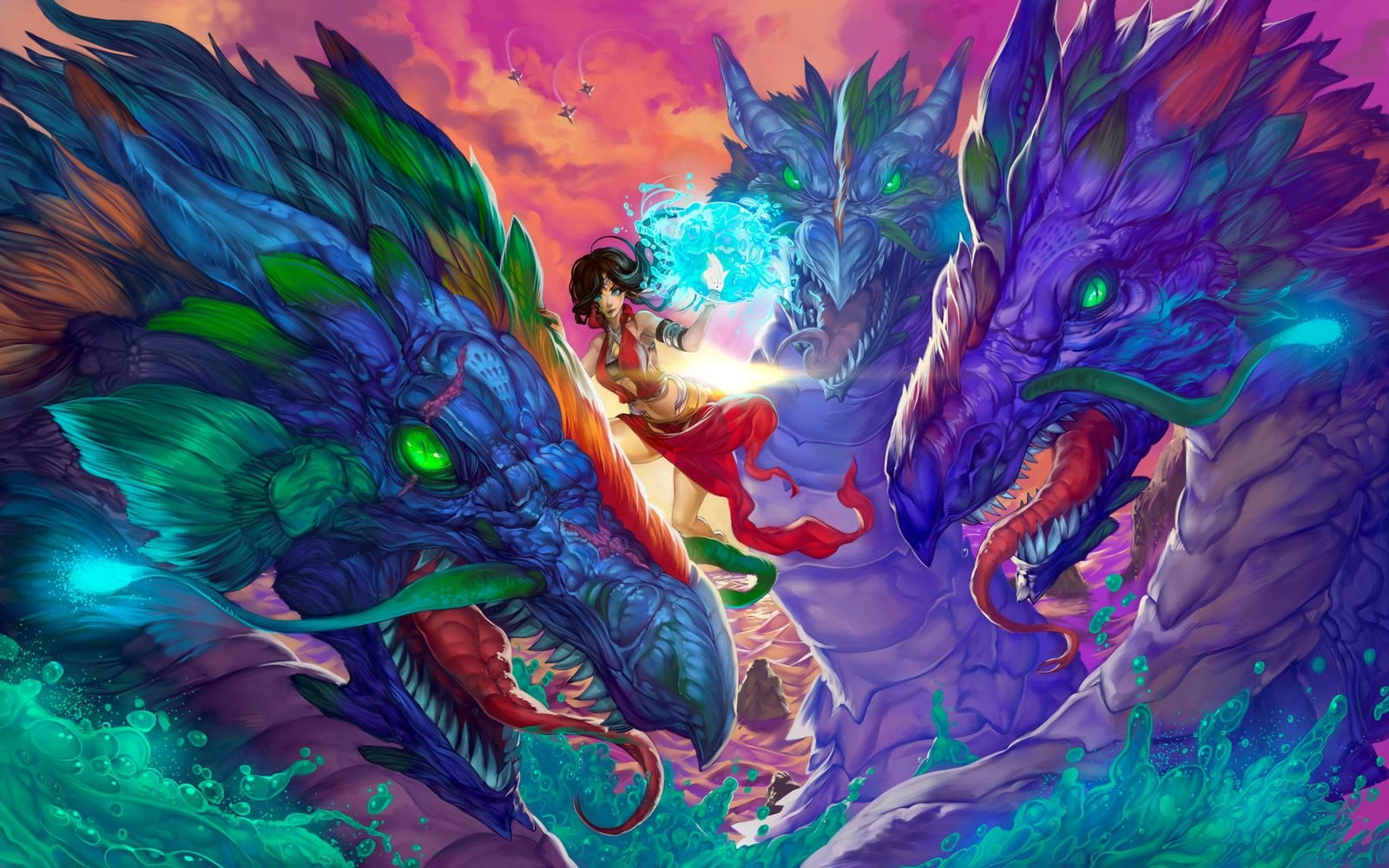 motion, costume, day, textile, dragon, creativity, close-up, high angle view, fantasy art, pattern, woman, sea, 720P, backgrounds, indoors, variation, HD Wallpaper