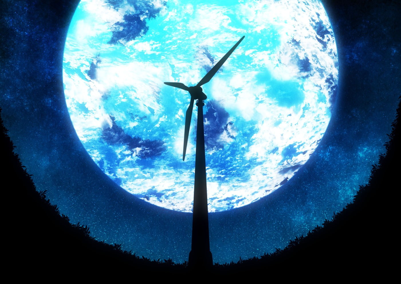 technology, Moon, cloud - sky, sky, low angle view, sustainable resources, scenics - nature, silhouette, fuel and power generation, wind power, beauty in nature, HD Wallpaper