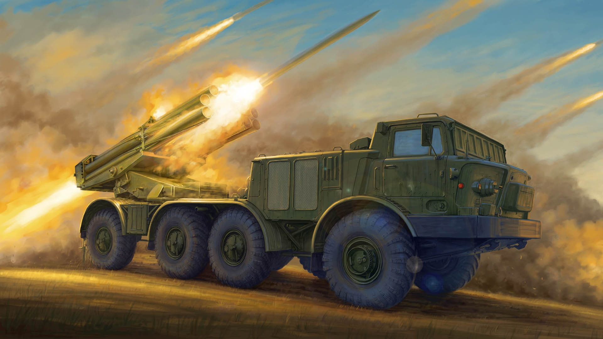 9К57, Soviet jet system of volley fire, 220 mm, Hurricane, MLRS, 1080P, HD Wallpaper