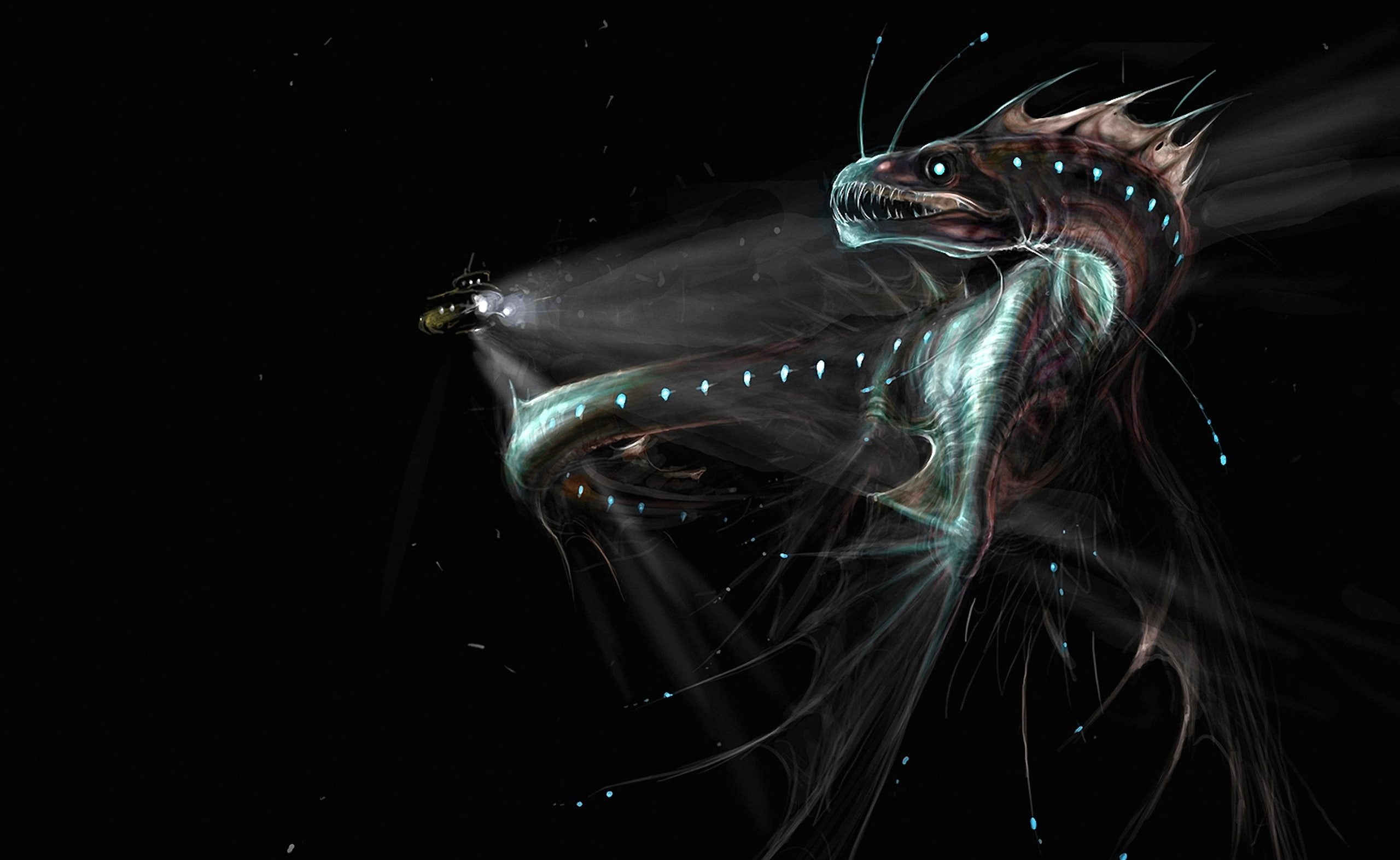 dragon, one animal, invertebrate, close-up, digital, deep, indoors, transparent, vertebrate, 2K, no people, deep sea, animal wildlife, sea life, water, HD Wallpaper