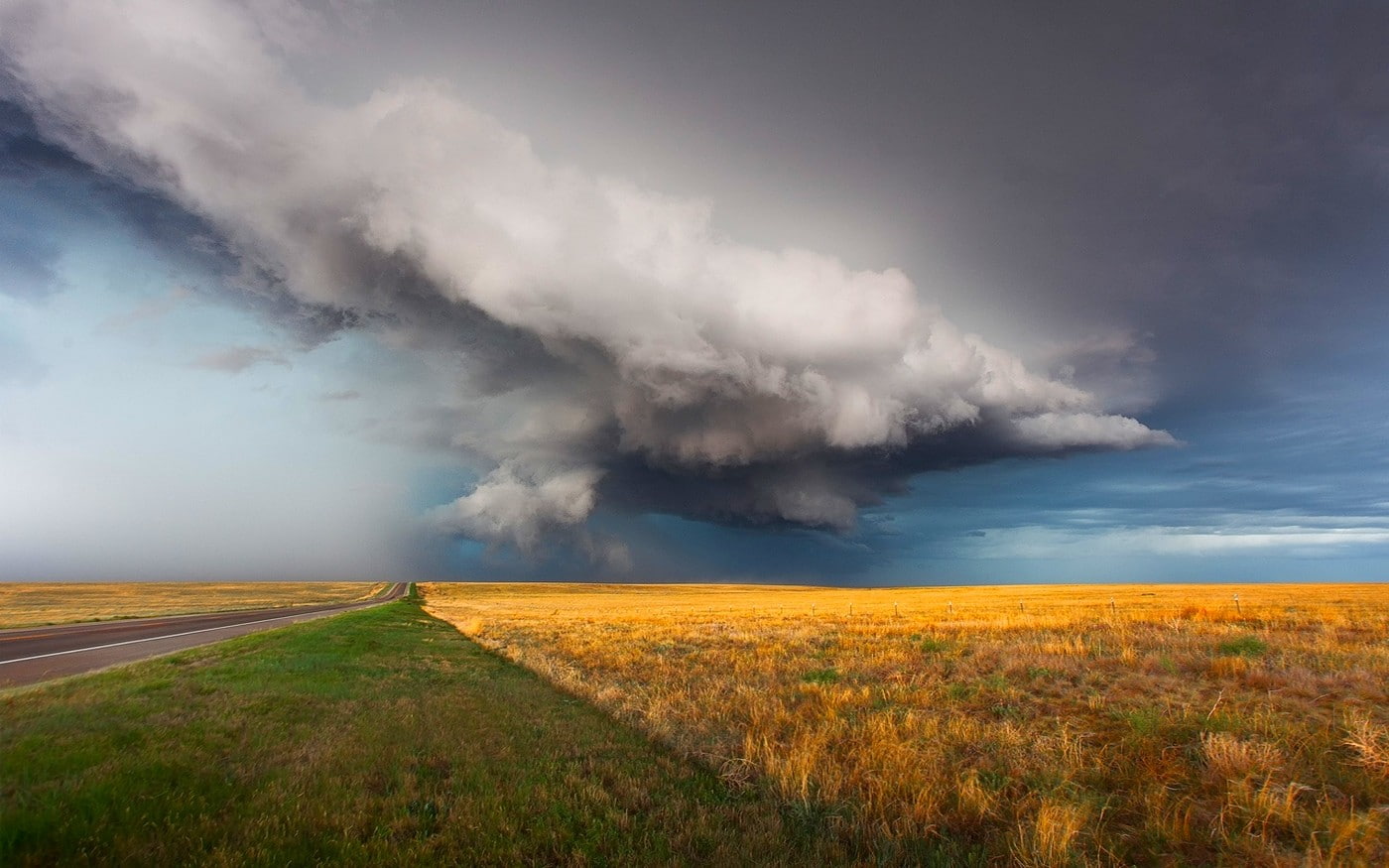 landscape, road, transportation, land, beauty in nature, power in nature, field, ominous, nature, thunderstorm, sky, 720P, sign, no people, scenics - nature, HD Wallpaper
