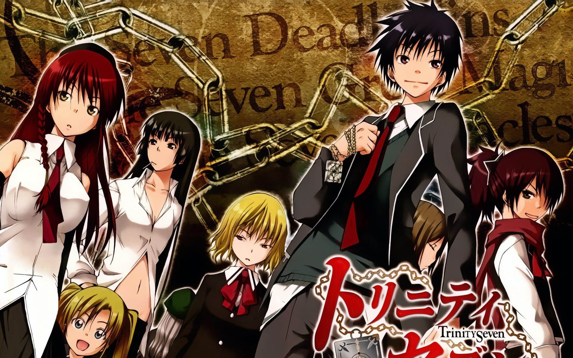 Lilith Asami, 1080P, Arata Kasuga, Levi Kazama, Selina Sherlock, Trinity Seven, Anime, Akio Fudo, Mira Yamana, HD Wallpaper