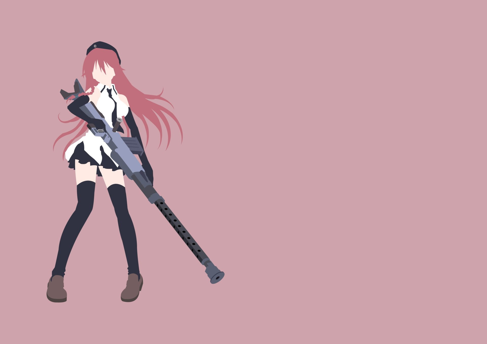 Rifle, Anime, Long Hair, Lilith Asami, Trinity Seven, Girl, Pantyhose, 1080P, HD Wallpaper