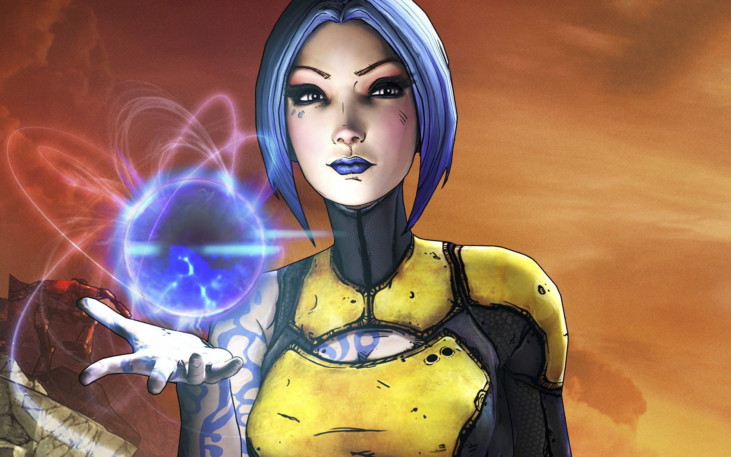 Maya (Borderlands), human representation, women, 2K, creativity, Borderlands 2, illuminated, real people, front view, leisure activity, portrait, digital composite, HD Wallpaper