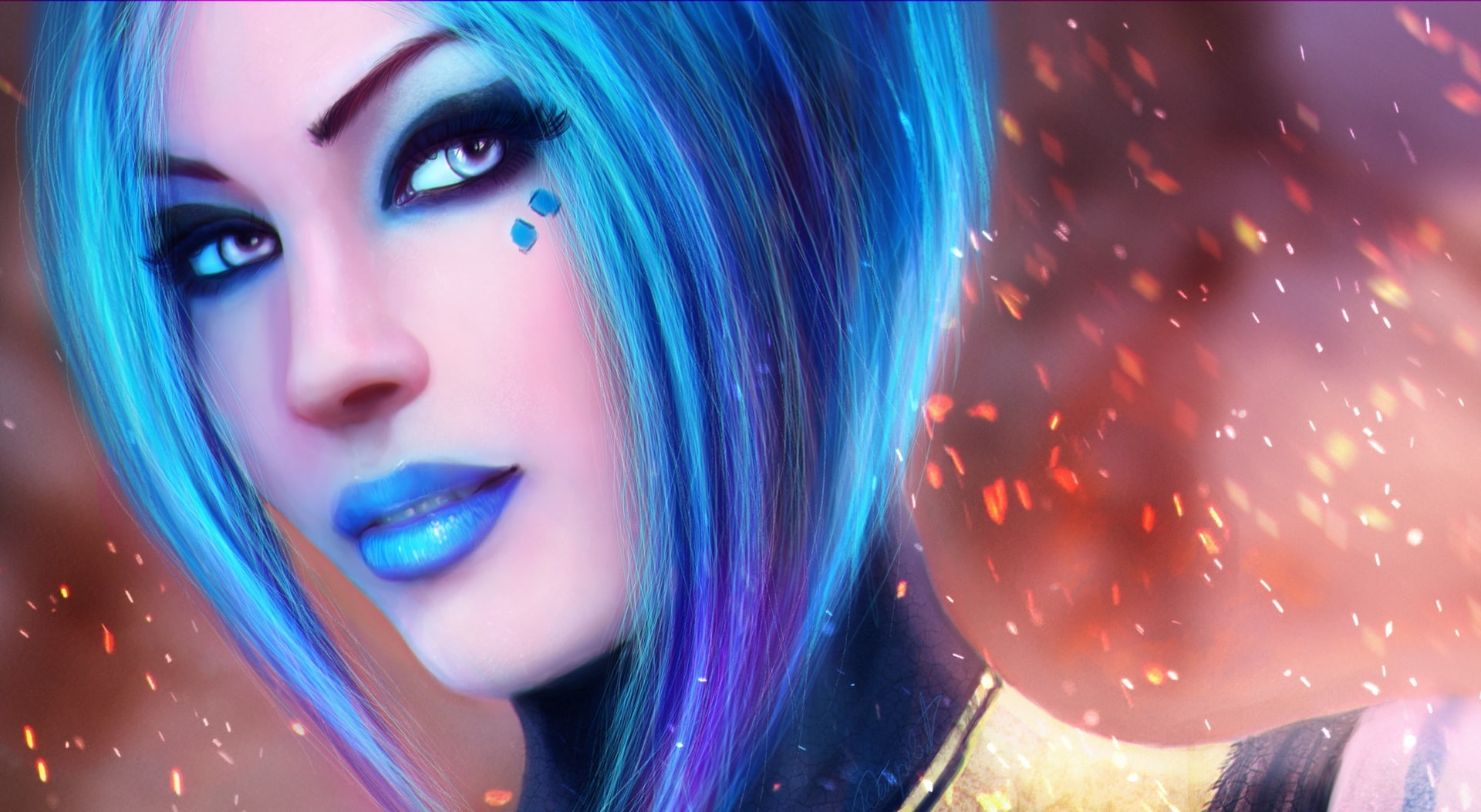nightlife, blue, human face, siren, studio shot, Games, borderlands, women, young adult, s, make-up, one person, Other Games, beautiful people, HD Wallpaper