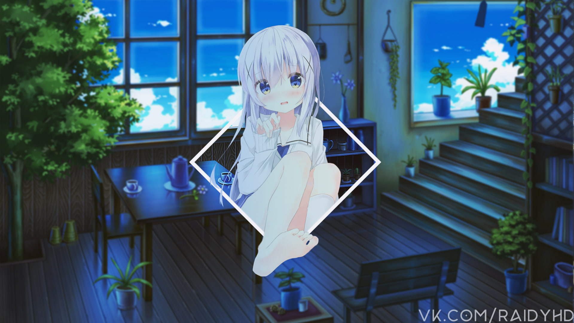 picture-in-picture, anime, anime girls, 1080P, Kafuu Chino, HD Wallpaper