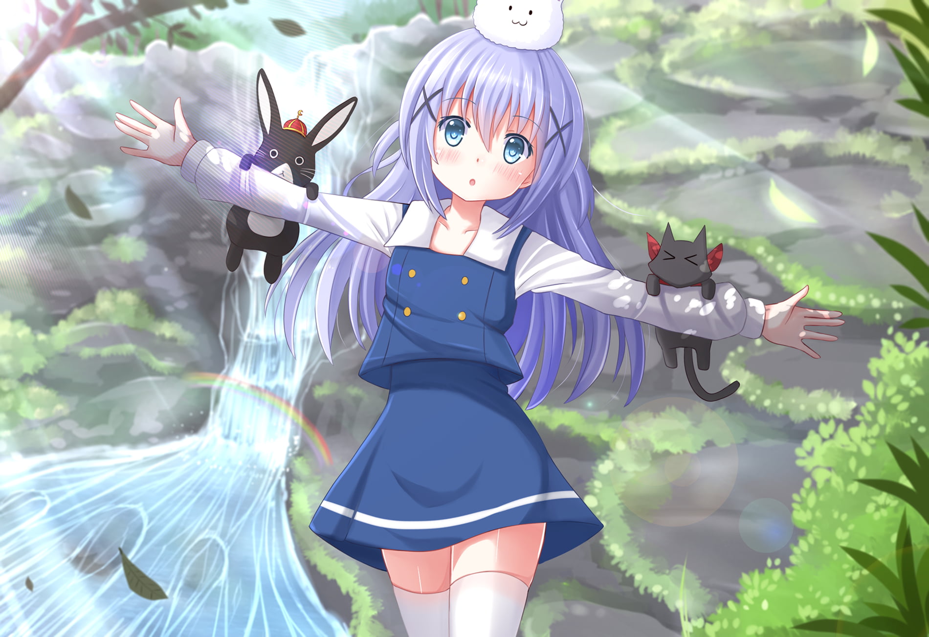 Gochuumon wa Usagi Desu ka?, Kafuu Chino, women, leisure activity, real people, lens flare, human arm, one person, young adult, plant, standing, festival, HD Wallpaper