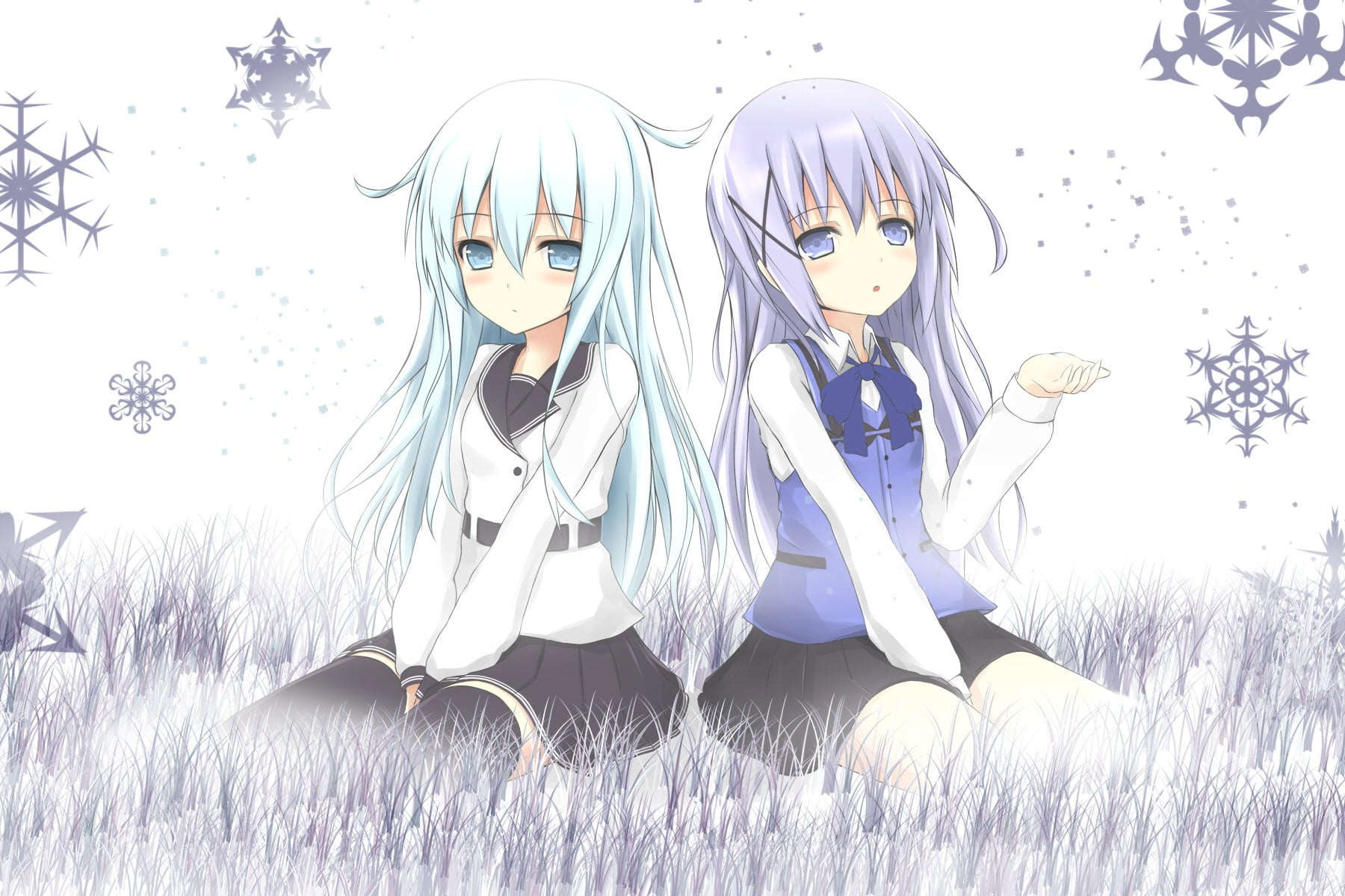 still life, representation, art and craft, field, anime girls, Hibiki (KanColle), 720P, nature, human representation, land, Kafuu Chino, plant, no people, HD Wallpaper