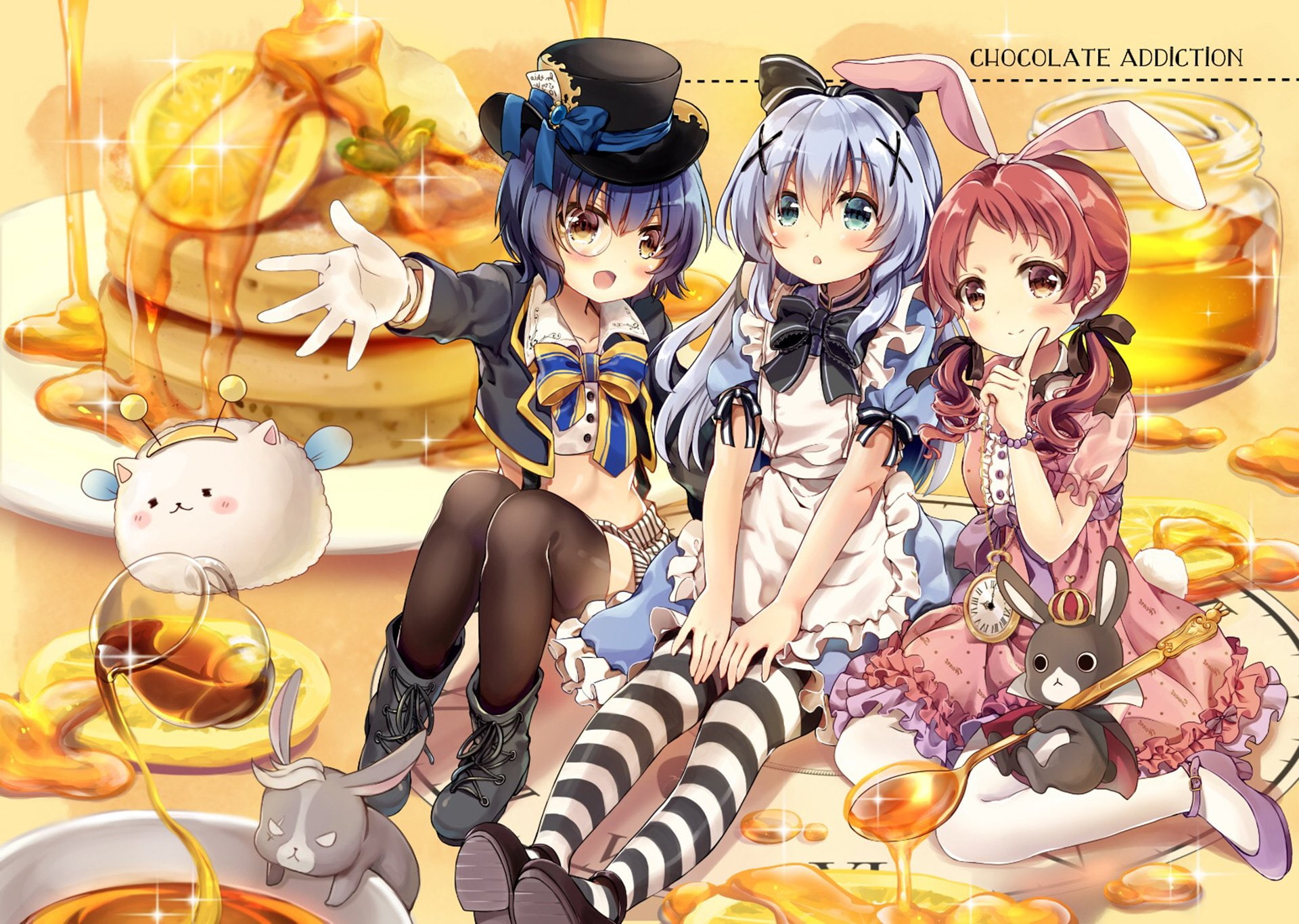 1080P, Chino Kafū, Is the Order a Rabbit?, Megumi Natsu, Maya Jouga, Anime, HD Wallpaper