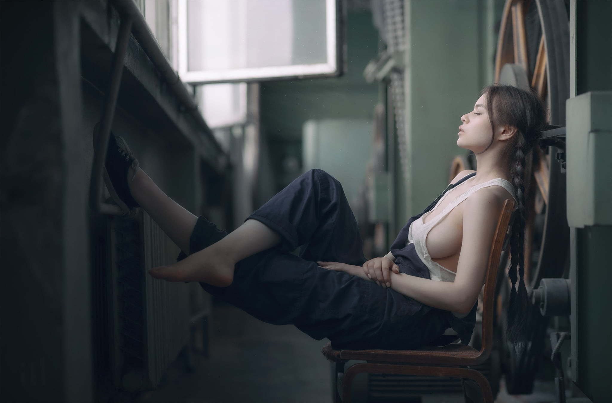 braids, 1080P, Ivan Dark, shop, chest, Mike, overalls, stay, Maya Shakhnazarov, Maya, HD Wallpaper
