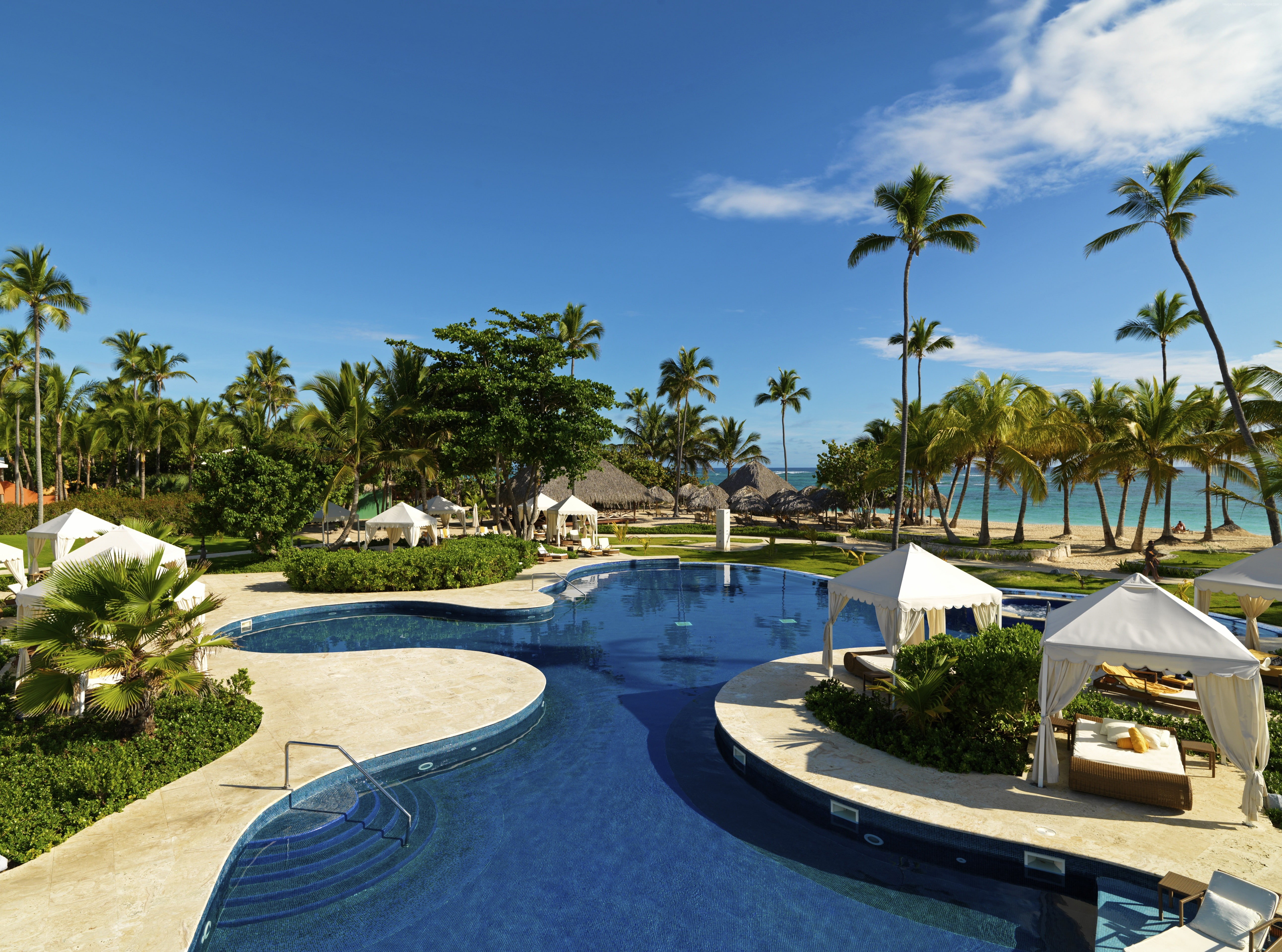5K, vacation, pool, resort, Beachfront Real Estate, tourism, travel, Dominicana, palms, Best Hotels of 2017, HD Wallpaper