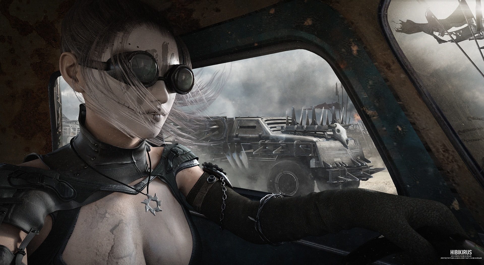 architecture, day, men, occupation, two people, aggression, cross, apocalypse, indoors, land vehicle, mad max, car, 1080P, crossout, Girls, uniform, protection, HD Wallpaper