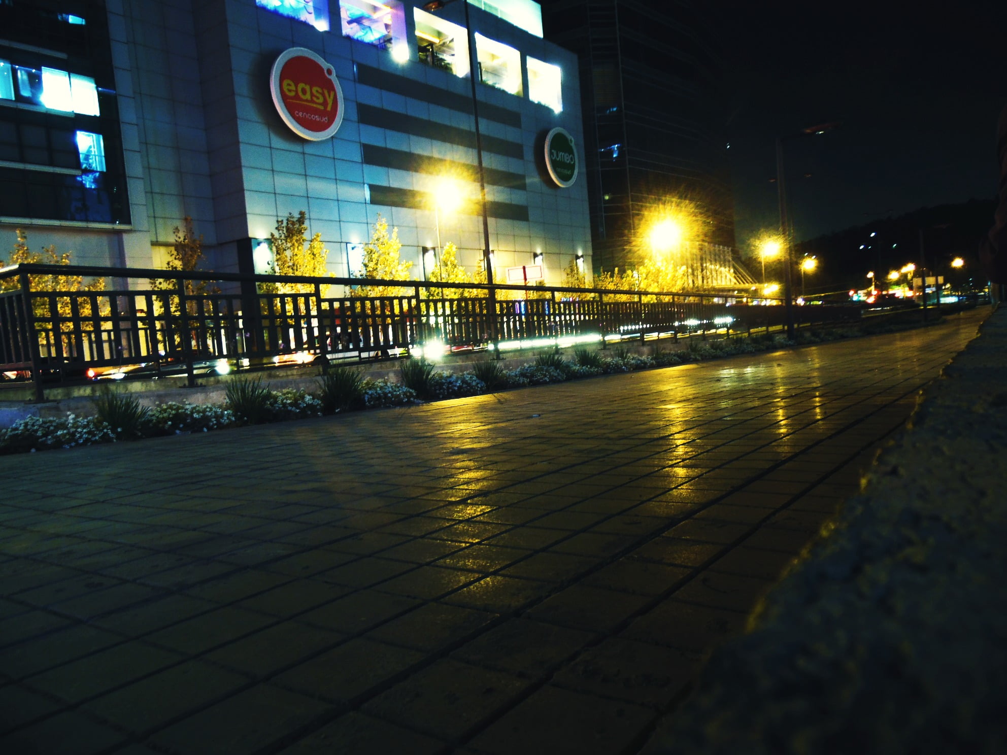 gray, night, architecture, building exterior, tiled floor, footpath, bridge, 1080P, Chile, outdoors, illuminated, built structure, Santiago, lighting equipment, HD Wallpaper