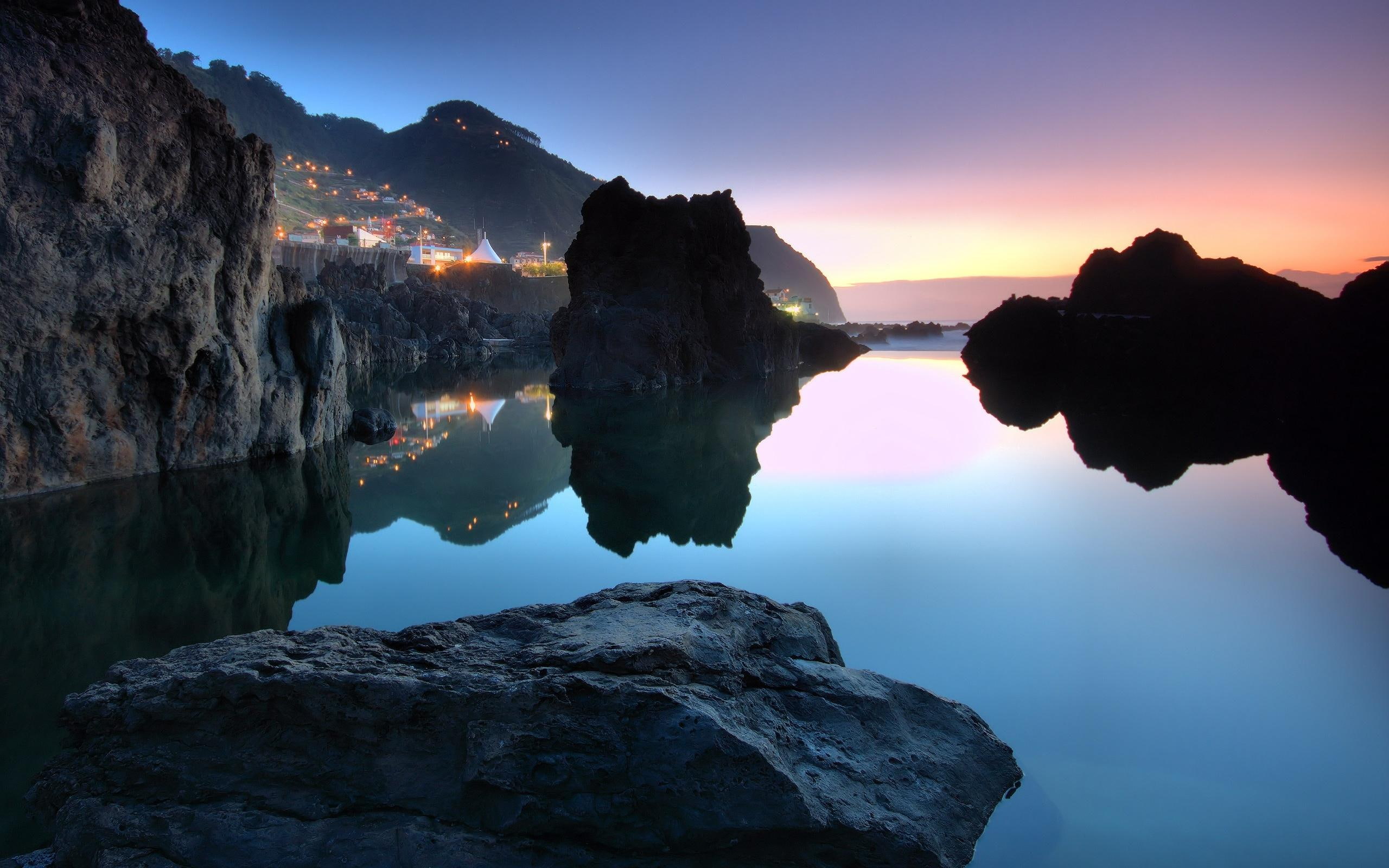 moniz, nature and landscapes, beach, 2K, isles, rock, black, water, porto, HD Wallpaper