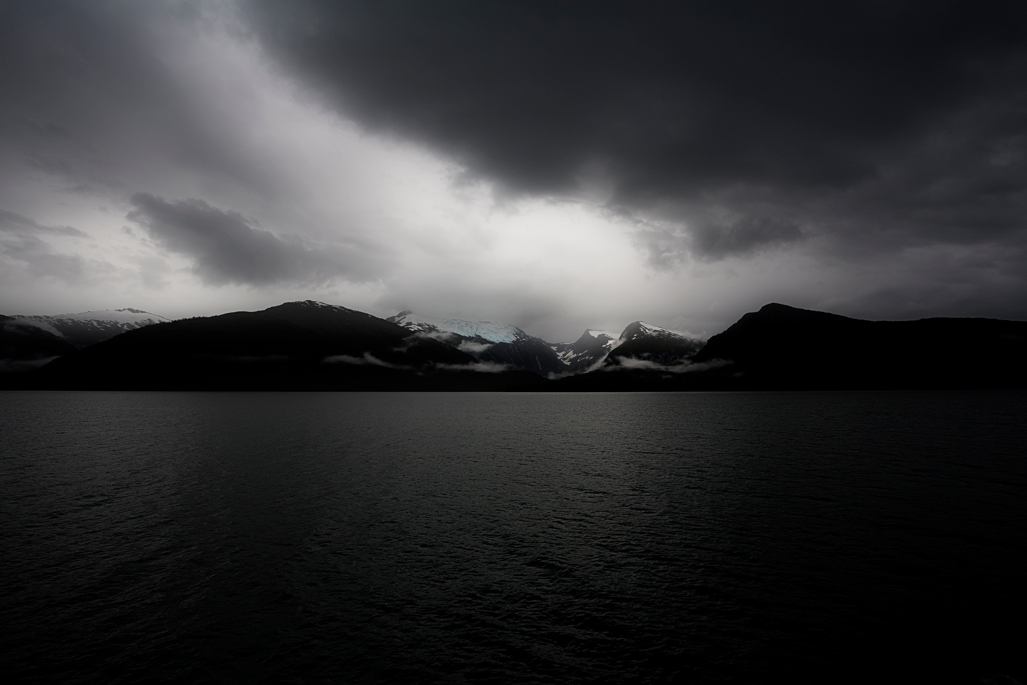 clouds, tranquility, idyllic, storm, travel destinations, landscape, scenics, ocean, environment, dramatic sky, mountain peak, ominous, no people, mountains, HD Wallpaper