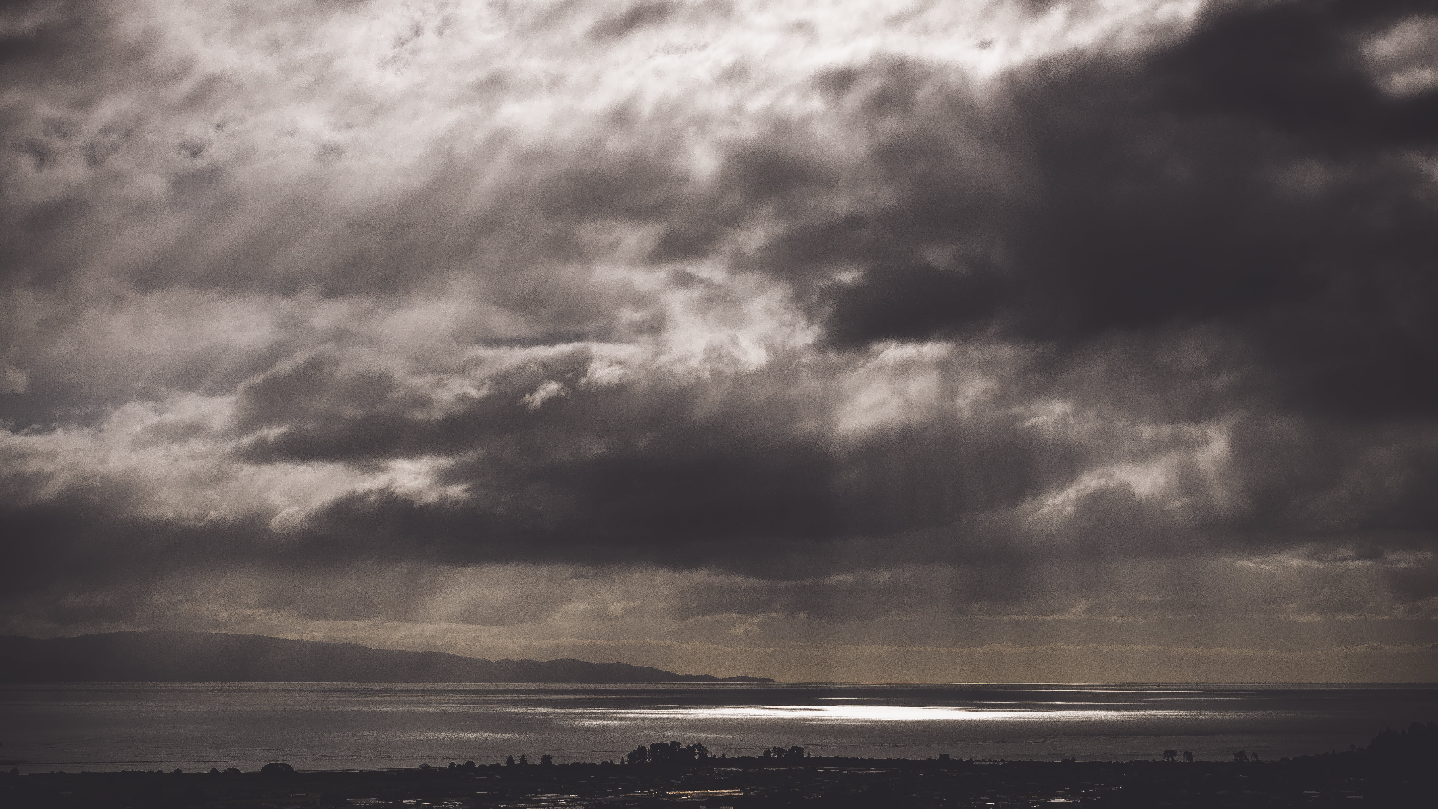 nature, cloud, dusk, horizon, scenics - nature, weather, silhouette, thunderstorm, environment, ocean, sky, ominous, wind, no people, beauty in nature, HD Wallpaper