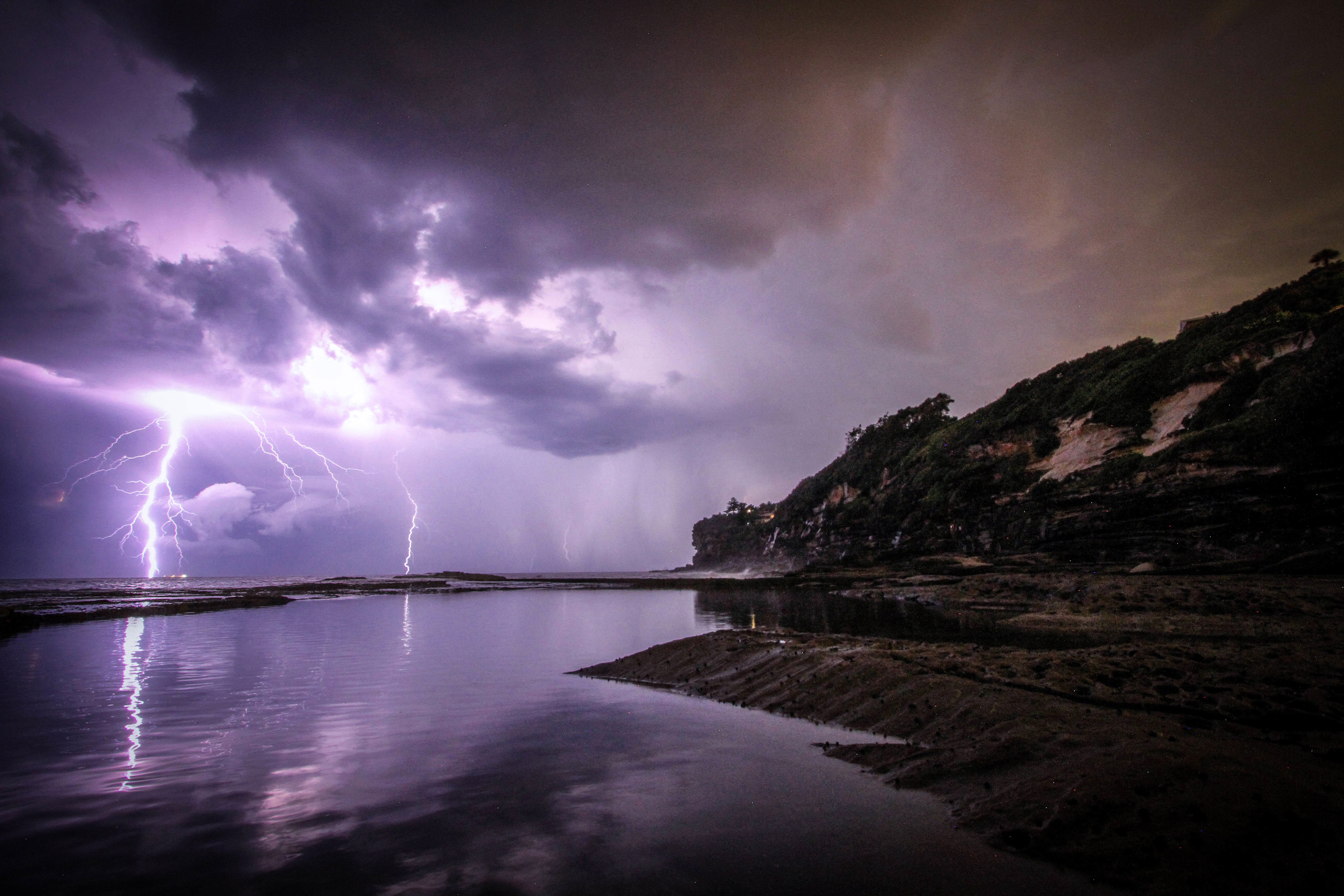 blue, Dee Why, no People, nature, sunset, New South Wales, Clouds, storm, dramatic sky, storm cloud, scenics, lightning, ominous, cloud - Sky, tranquil Scene, HD Wallpaper