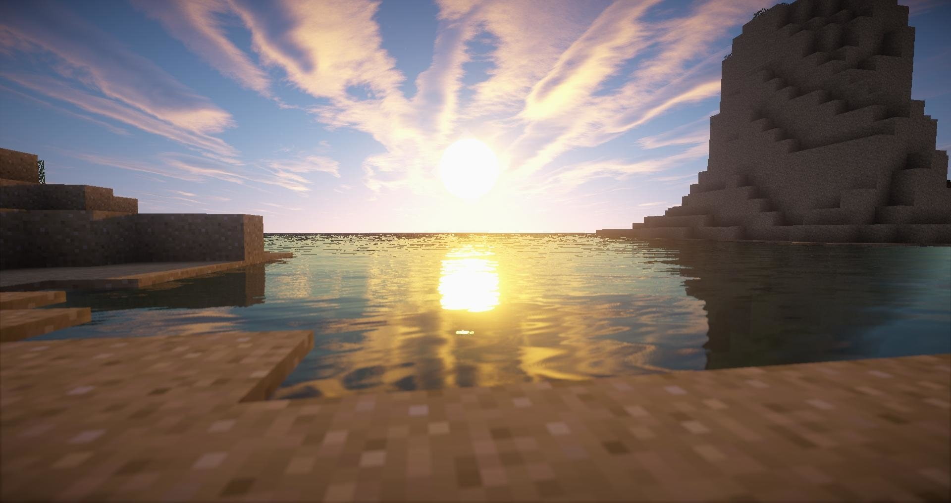 Sunset, Sun, 1080P, Beach, Minecraft, Video Game, HD Wallpaper