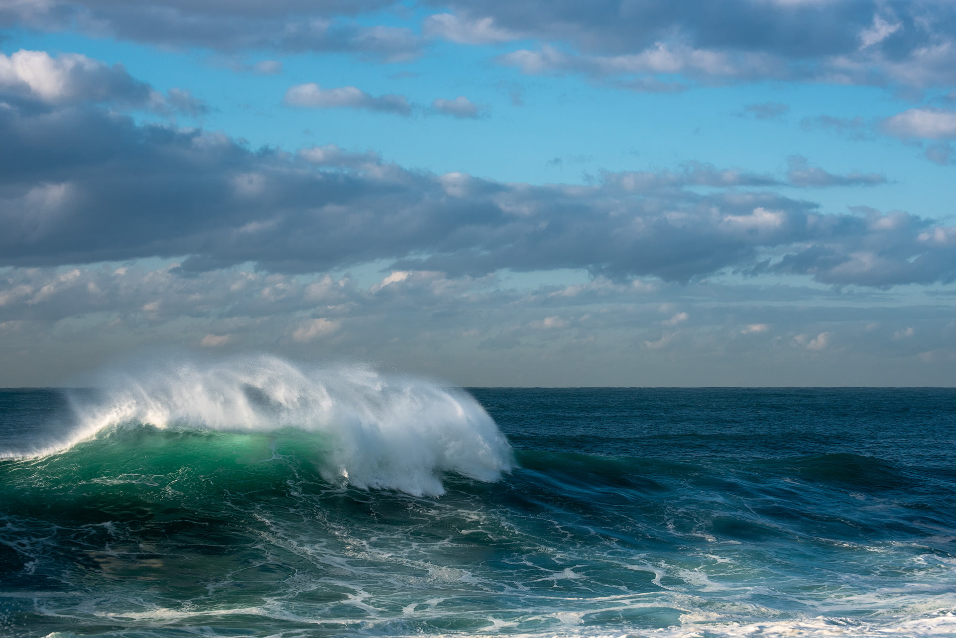 waves, Pacific Ocean, clouds, 1080P, HD Wallpaper