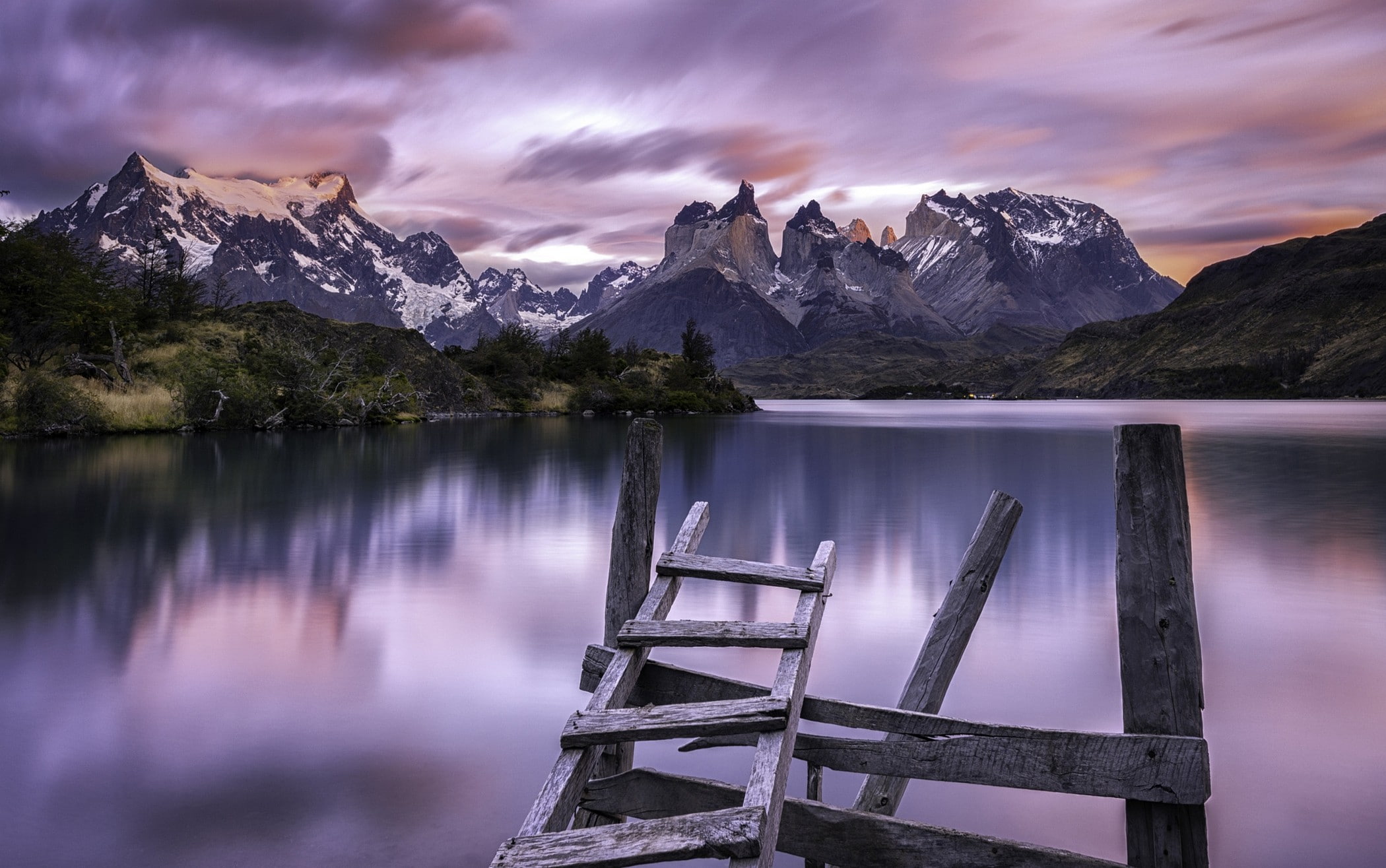 long exposure, snowy peak, reflection, mountain, Chile, snow, reflection lake, outdoors, lake, mountain range, no people, Torres del Paine, snowcapped mountain, HD Wallpaper