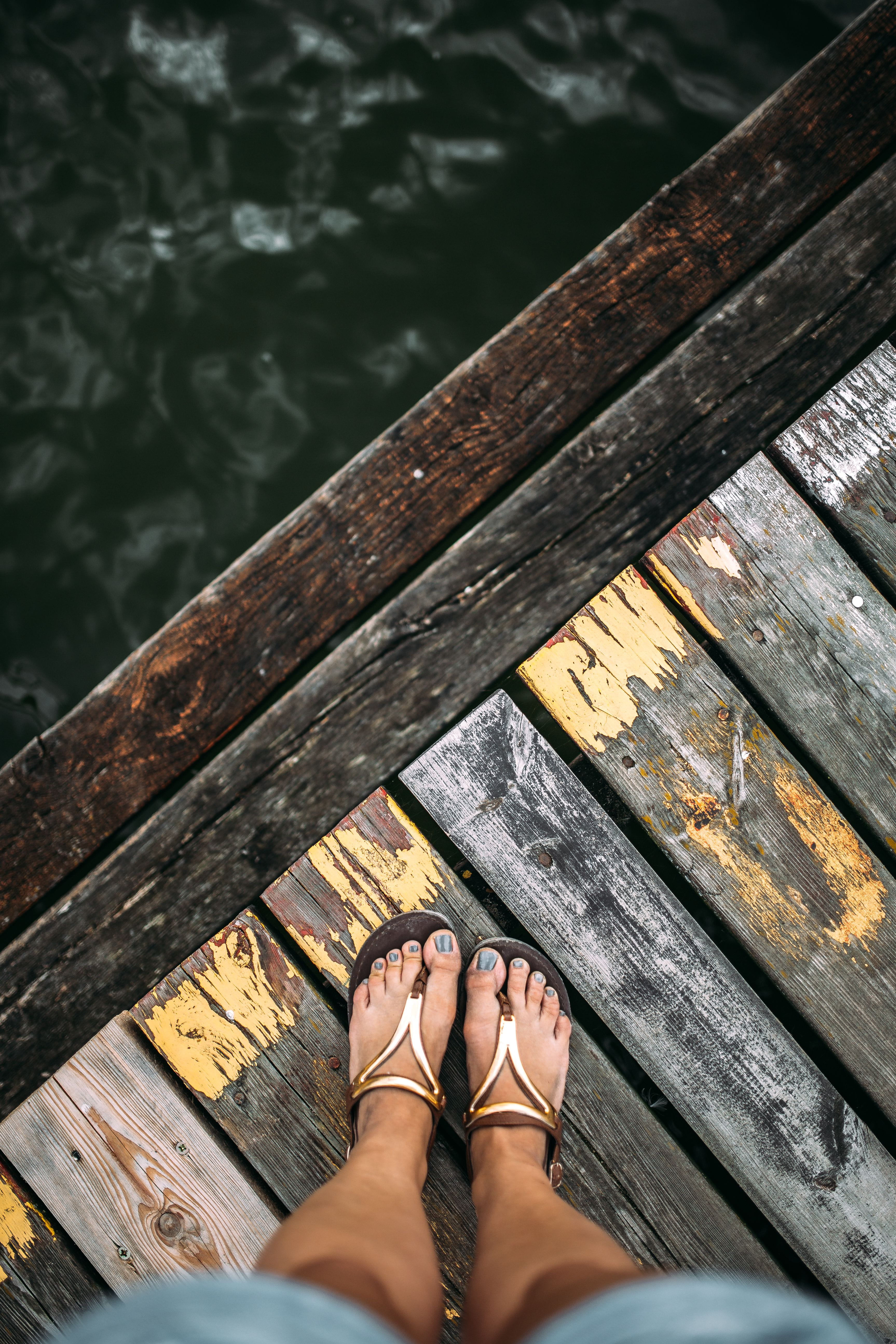 one person, wood, 5K, waterscape, lifestyles, women, high angle view, body part, old, adult, personal perspective, human foot, human leg, nature, low section, Phone HD Wallpaper