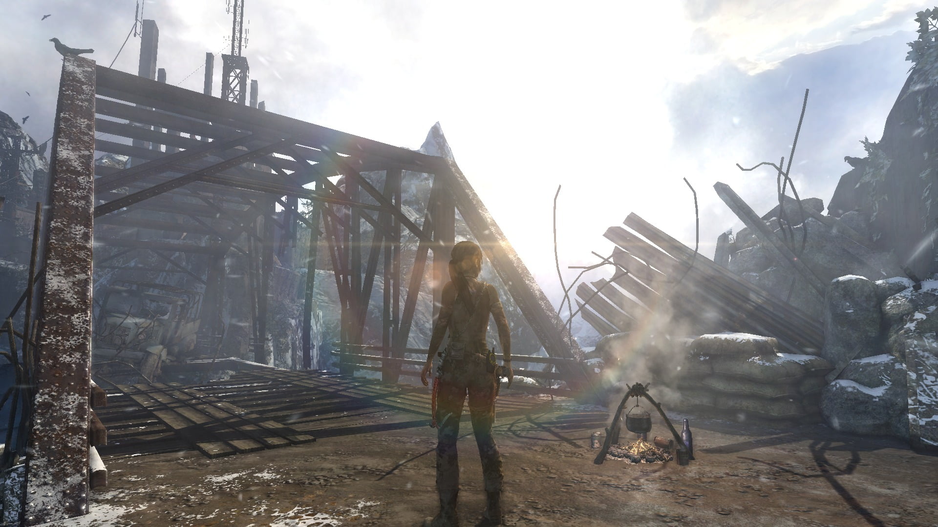 1080P, architecture, leisure activity, casual clothing, Tomb Raider, nature, day, adult, 2013, lens flare, transportation, sunlight, sky, built structure, HD Wallpaper