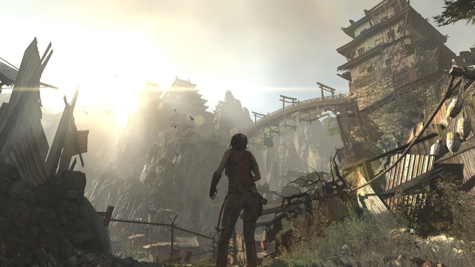 men, built structure, lifestyles, building exterior, Tomb Raider, building, nature, full length, real people, 2013, sunlight, architecture, sky, rear view, HD Wallpaper