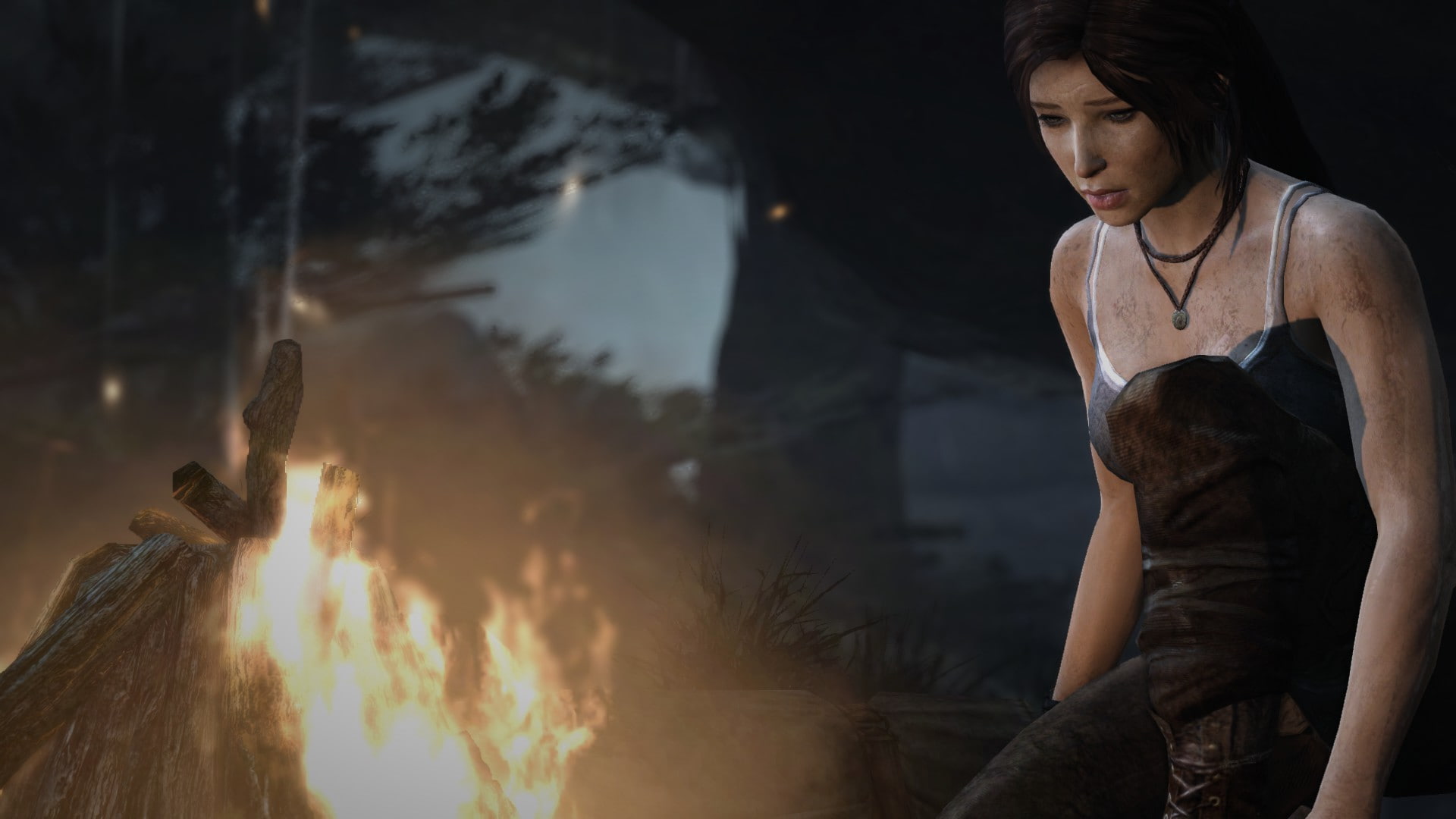 1080P, Lara Croft, waist up, contemplation, tomb raider 2013, hair, nature, one person, looking, hairstyle, three quarter length, real people, side view, HD Wallpaper