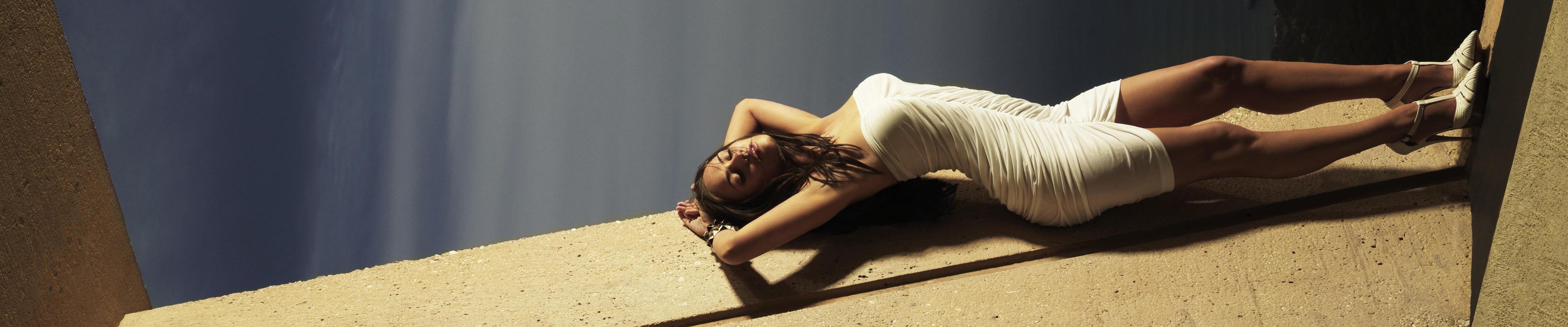5K, megan, eyefinity, white, dress, fox, HD Wallpaper