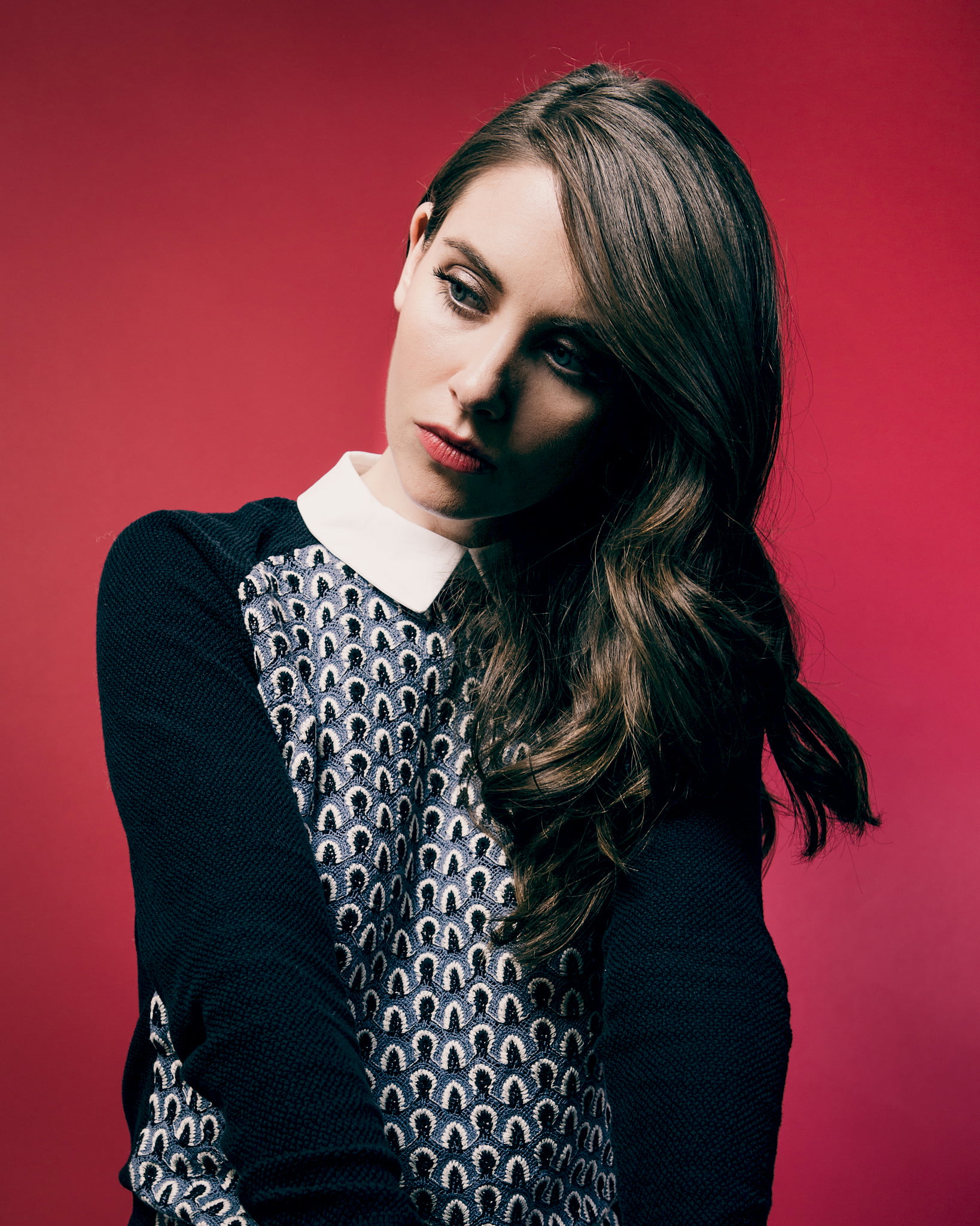 Alison Brie, beautiful woman, elegance, fashion model, actress, clothing, beauty, portrait, studio shot, glamour, red, young adult, modern, one person, Phone HD Wallpaper