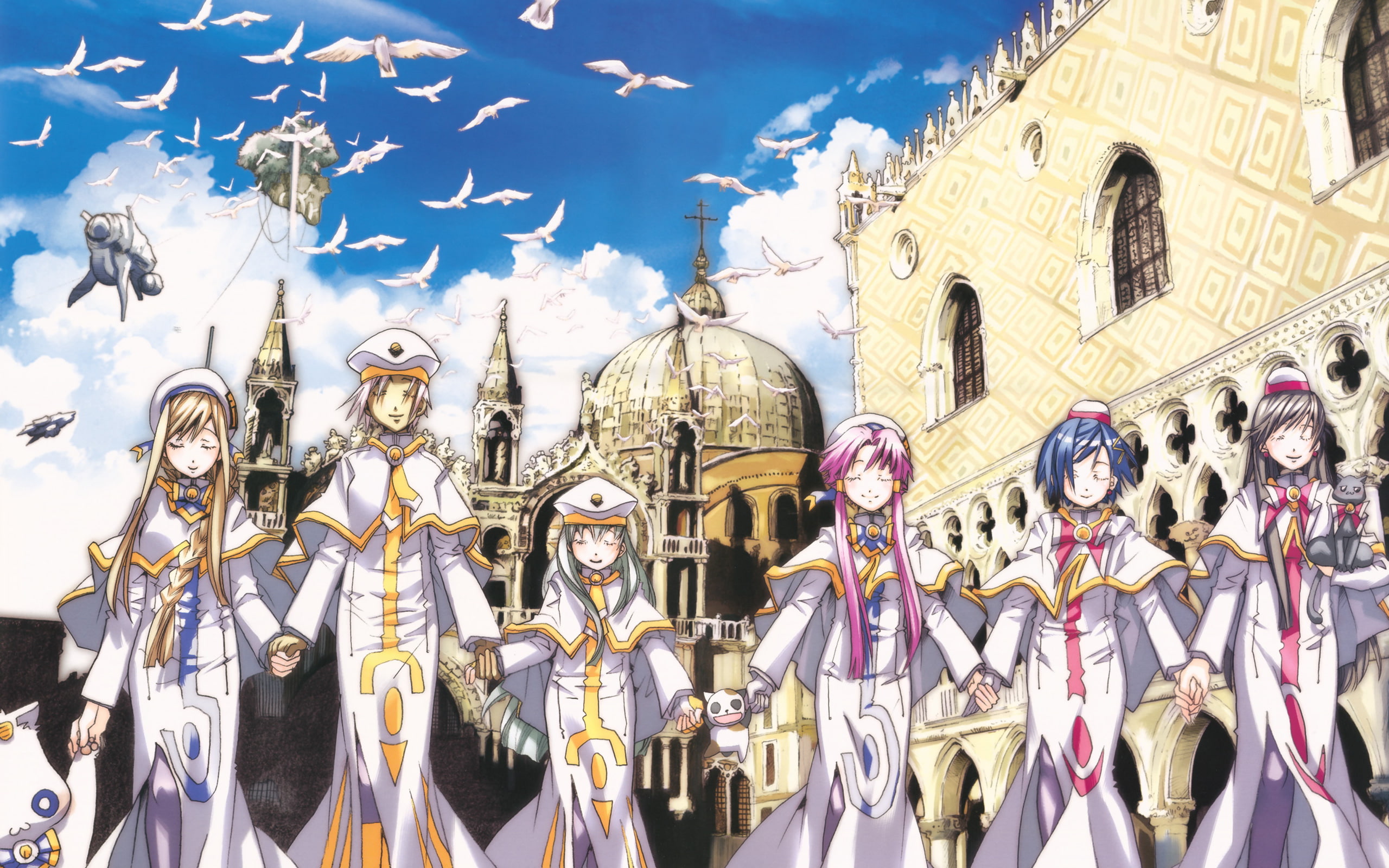 Aria the Animation, Akari Mizunashi, Alice Carroll, Alicia Florence, 2K, Anime, Akira E. Ferrari, Aika S. Granzchesta, Aria, Athena Glory, HD Wallpaper