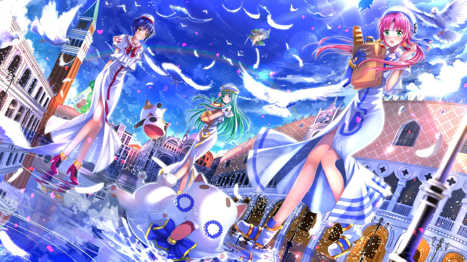 1080P, Alice Carroll, Anime, Aria The Animation, Akari Mizunashi, Aika S. Granzchesta, HD Wallpaper