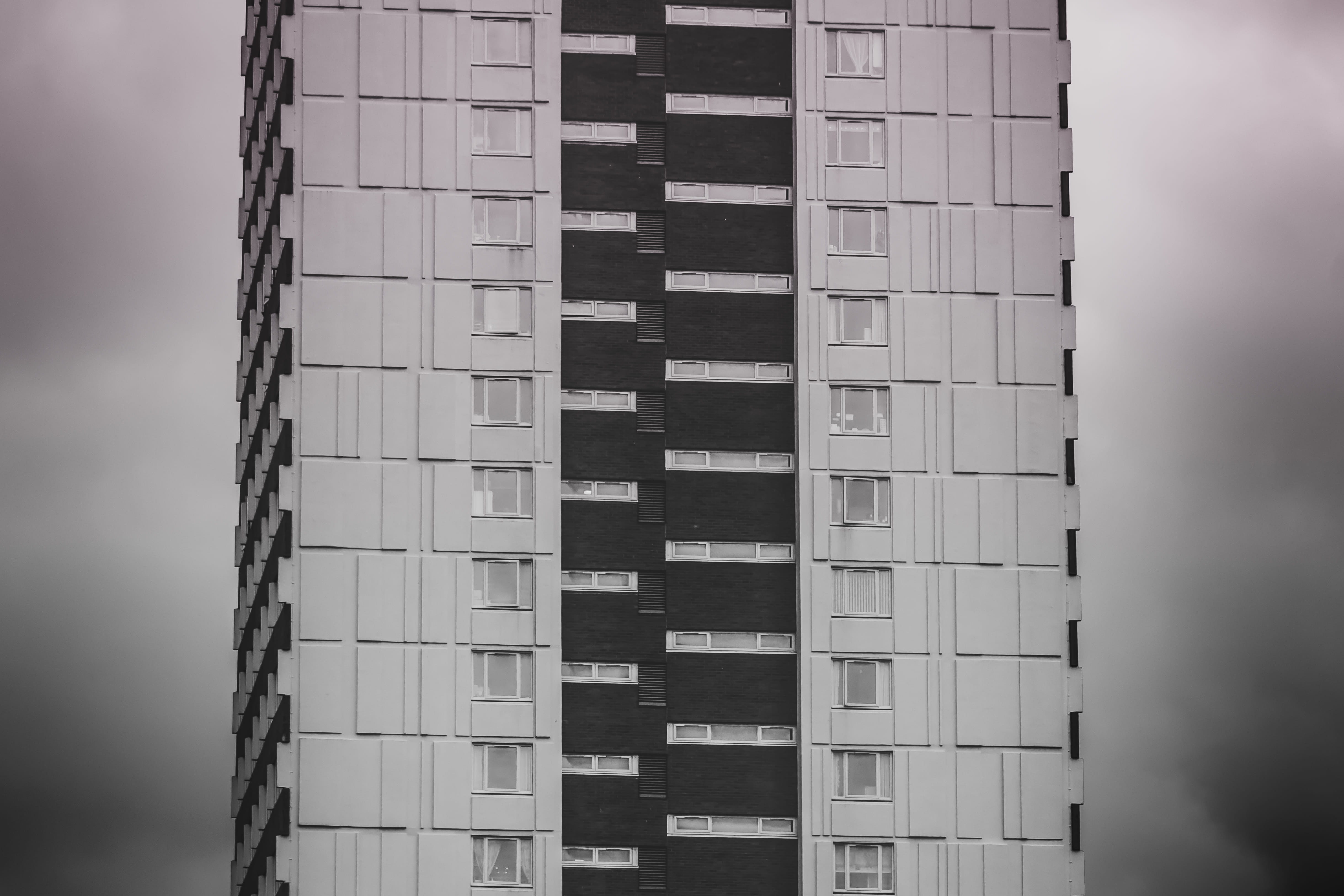 modern, flag, day, window, tall - high, apartment, building, nature, office building exterior, white, architecture, pattern, town, built structure, low angle view, HD Wallpaper