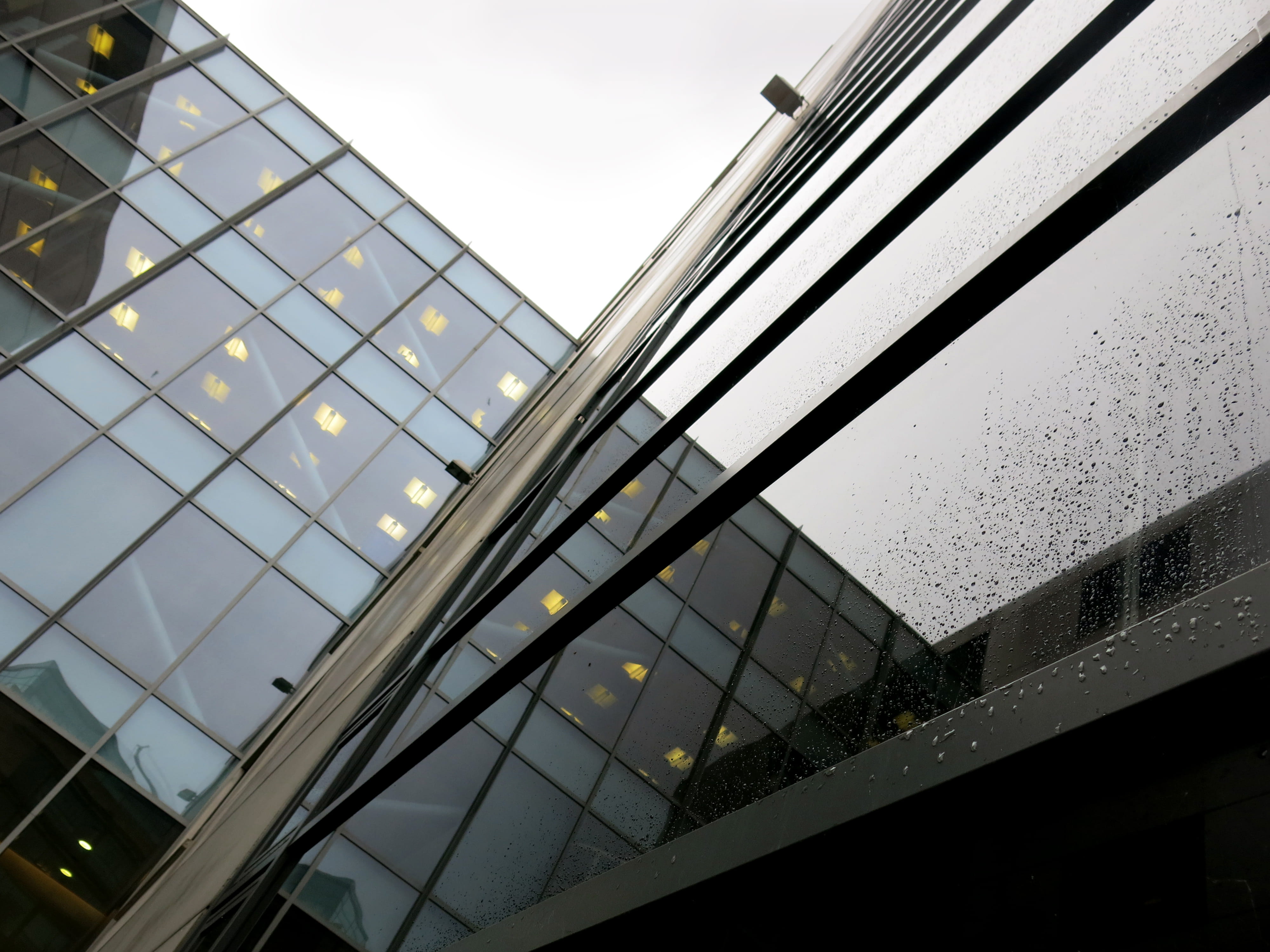 city, sky, reflections, newcastle, urban, building, window, gray, building exterior, rainy, drizzle, outdoors, rain, clear sky, office, reflection, nature, HD Wallpaper